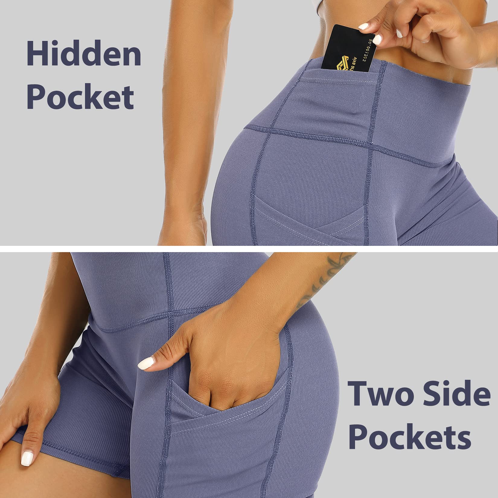 KOJOOIN Women's High Waist Workout Shorts with Pockets - Breathable Biker Athletic Shorts for Gym, Running, Yoga & Casual Wear