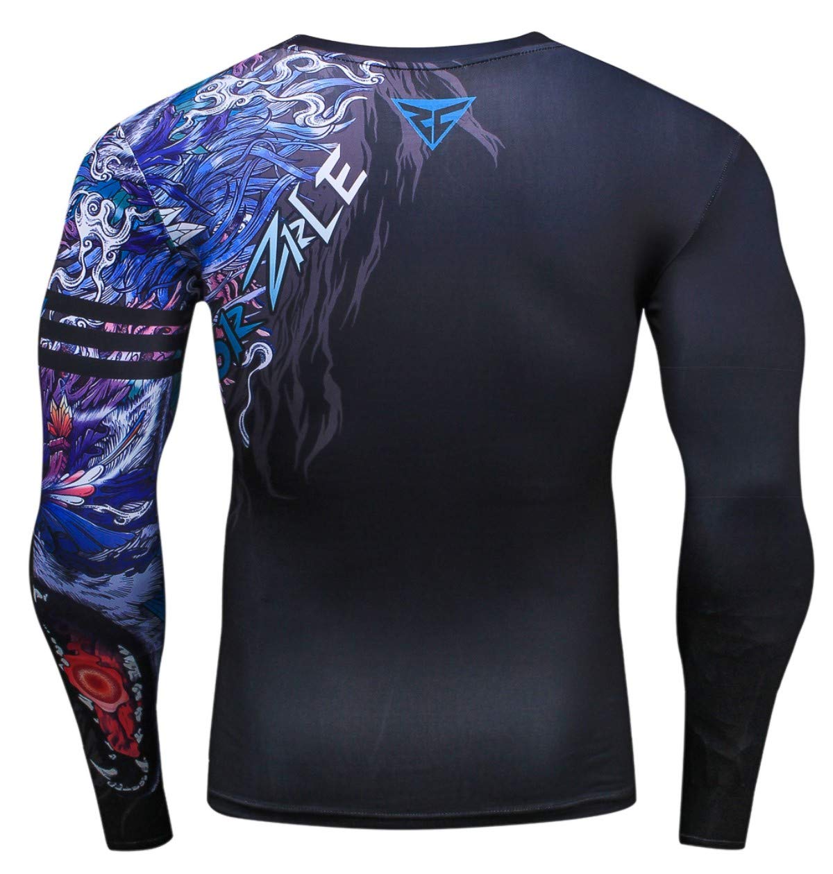 3D Printed Compression Long Sleeve T-Shirt for Men - Moisture Wicking Workout Shirt - Gym, Running & Athletic Performance Apparel