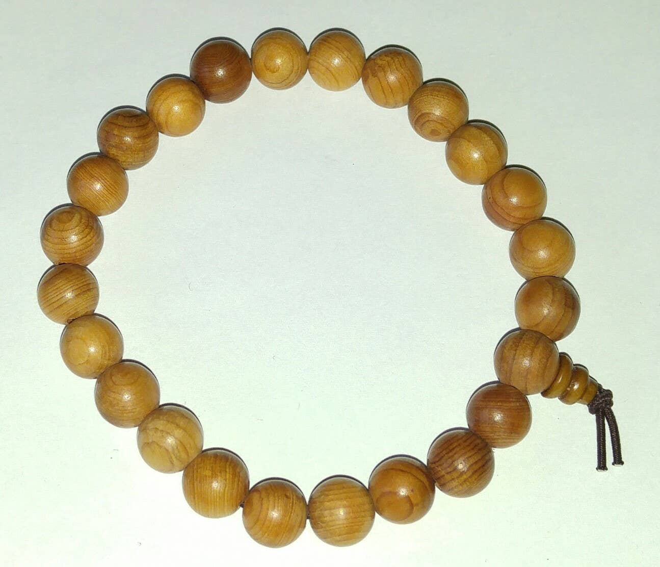 Handmade Yew Wood Beaded Bracelet - 8mm Natural Wooden Mala Wrist Prayer Beads for Meditation, Yoga & Spiritual Healing