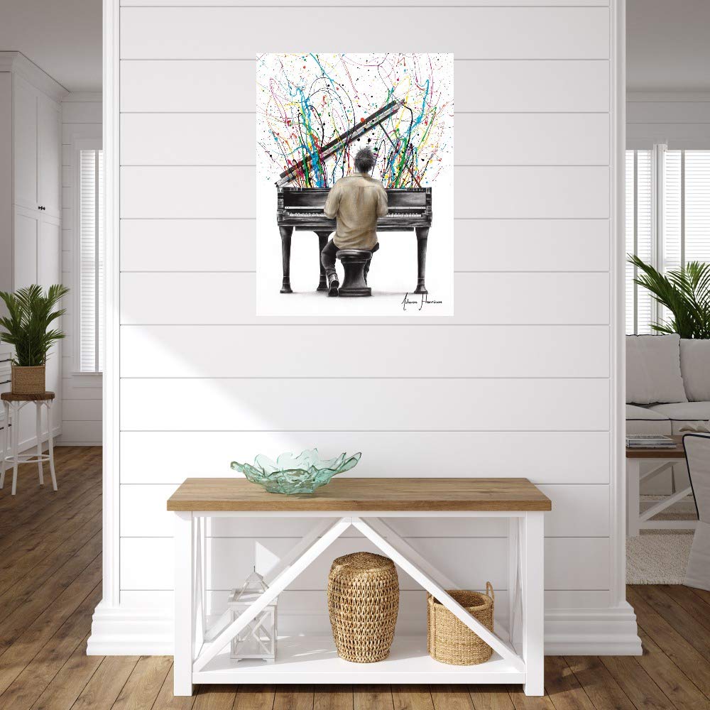Ashvin Harrison The Piano Solo Fine Art Canvas Wall Decor - 24x32 Inches Ready to Hang Painting for Living Room, Bedroom, Office & More - Perfect for Music Lovers & Home Decor