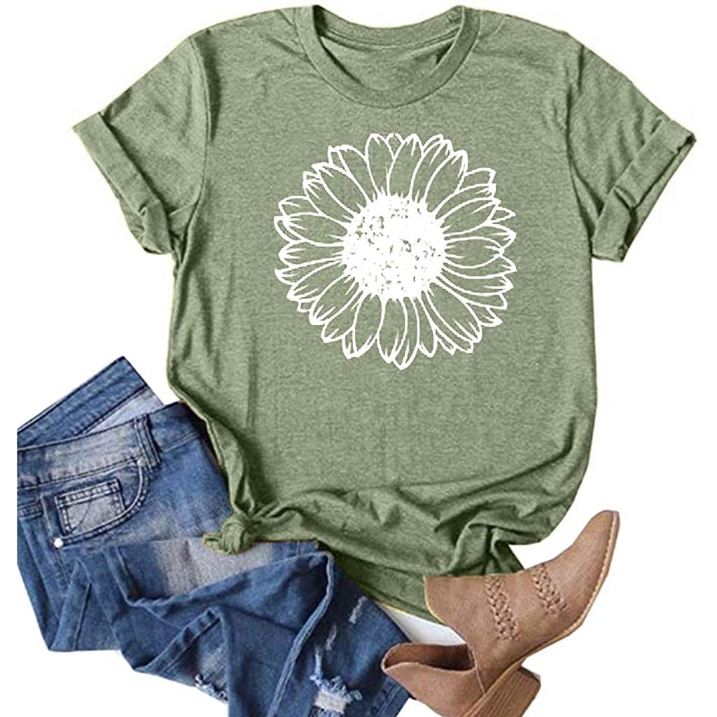 FABIURT Women's Casual Short Sleeve T-Shirt - Loose Fit Printed Funny Graphic Tee, Comfortable O-Neck Blouse for Everyday Wear, Work, and Weekend Outfits
