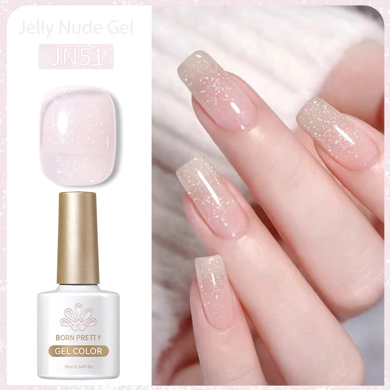 Born Pretty Jelly Nude Gel Polish - Long Lasting Soak Off UV LED Nail Polish for Salon & Home Manicure - Perfect for Weddings, Parties & Everyday Wear