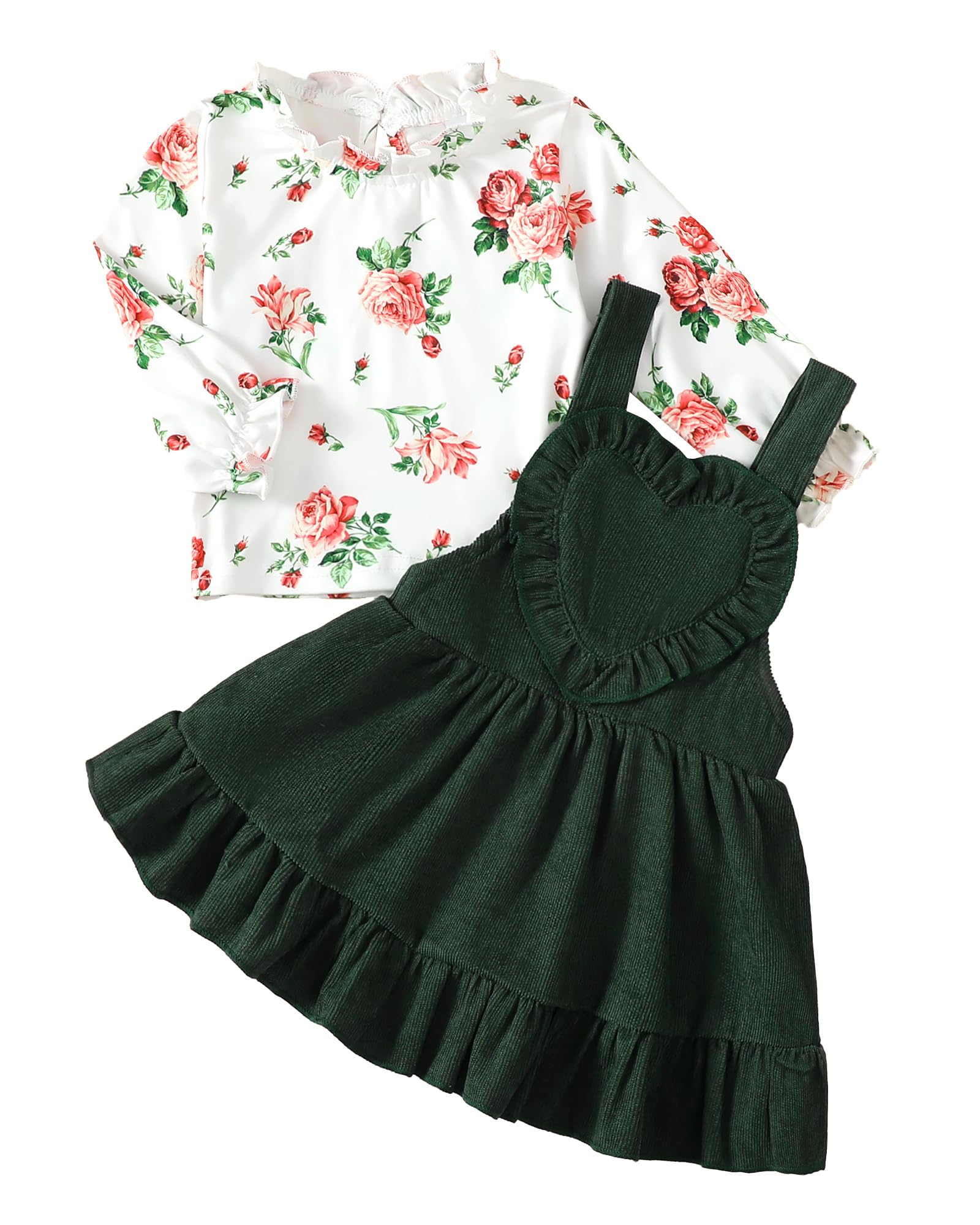 OLLUISNEO Newborn Baby Girl Clothes - Winter Floral Dress & Romper Set with Long Sleeves | Perfect for Fall/Winter Outfits, Holiday Photos & Special Occasions