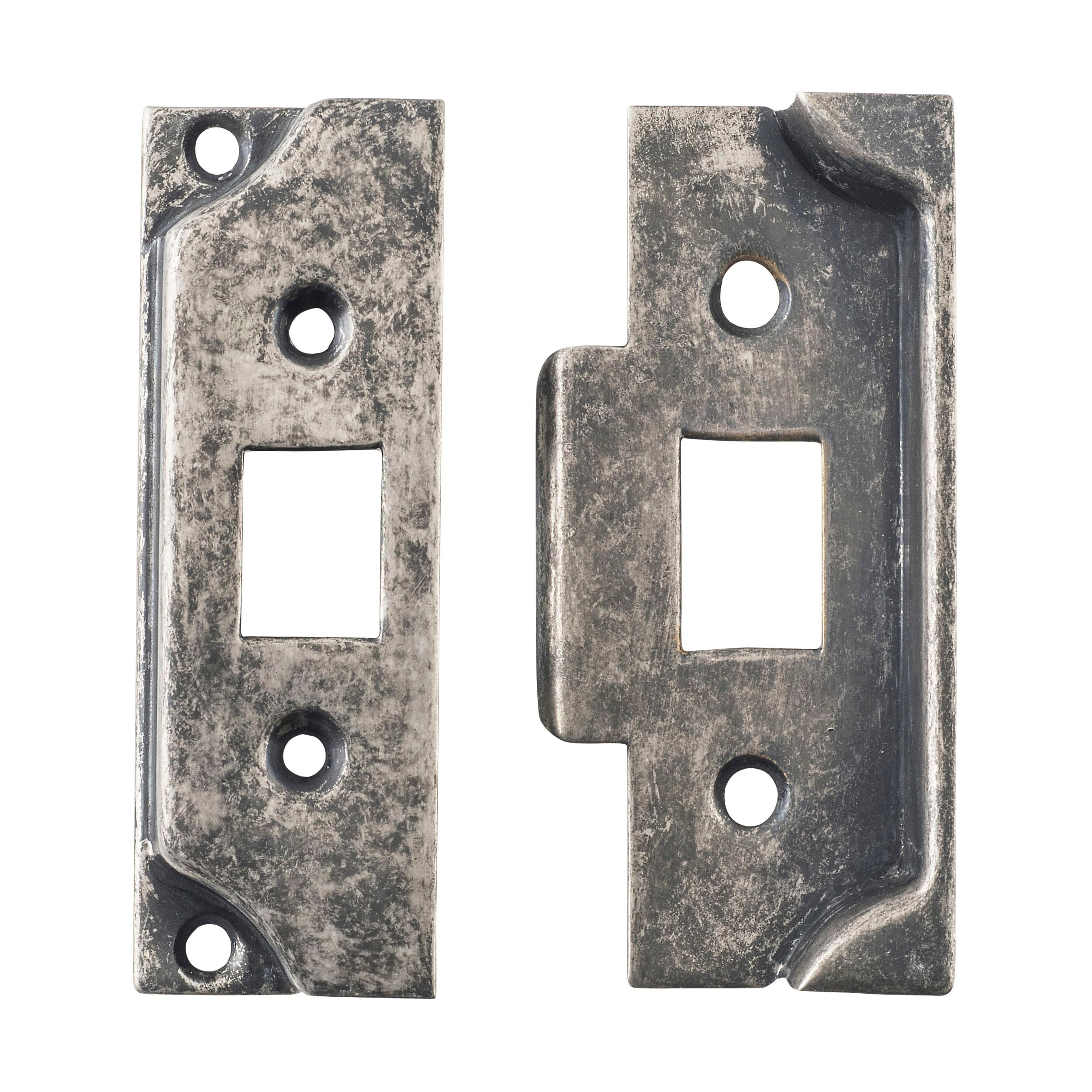 6243 Tube Latch Split Cam Face Plate & Striker Kit - Rebated Rumbled Nickel (95x38mm) - Perfect for Cabinet Doors, Wardrobes, and Furniture Hardware Installation