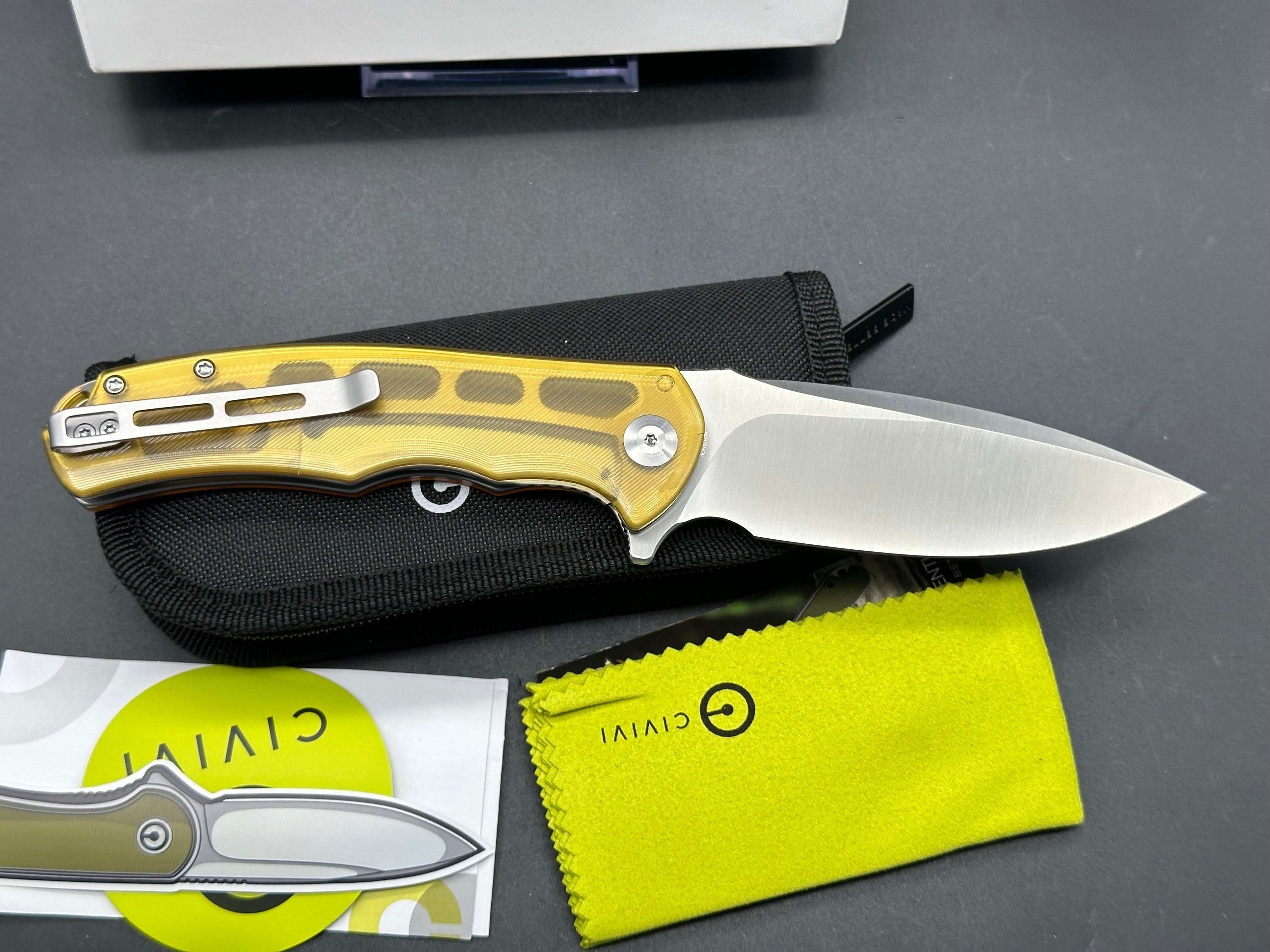 CIVIVI PRAXIS Folding Knife - 9CR18MOV Stainless Steel Blade, Drop Point, Polished Ultem Handle - EDC Pocket Knife for Camping, Hiking & Outdoor Adventures