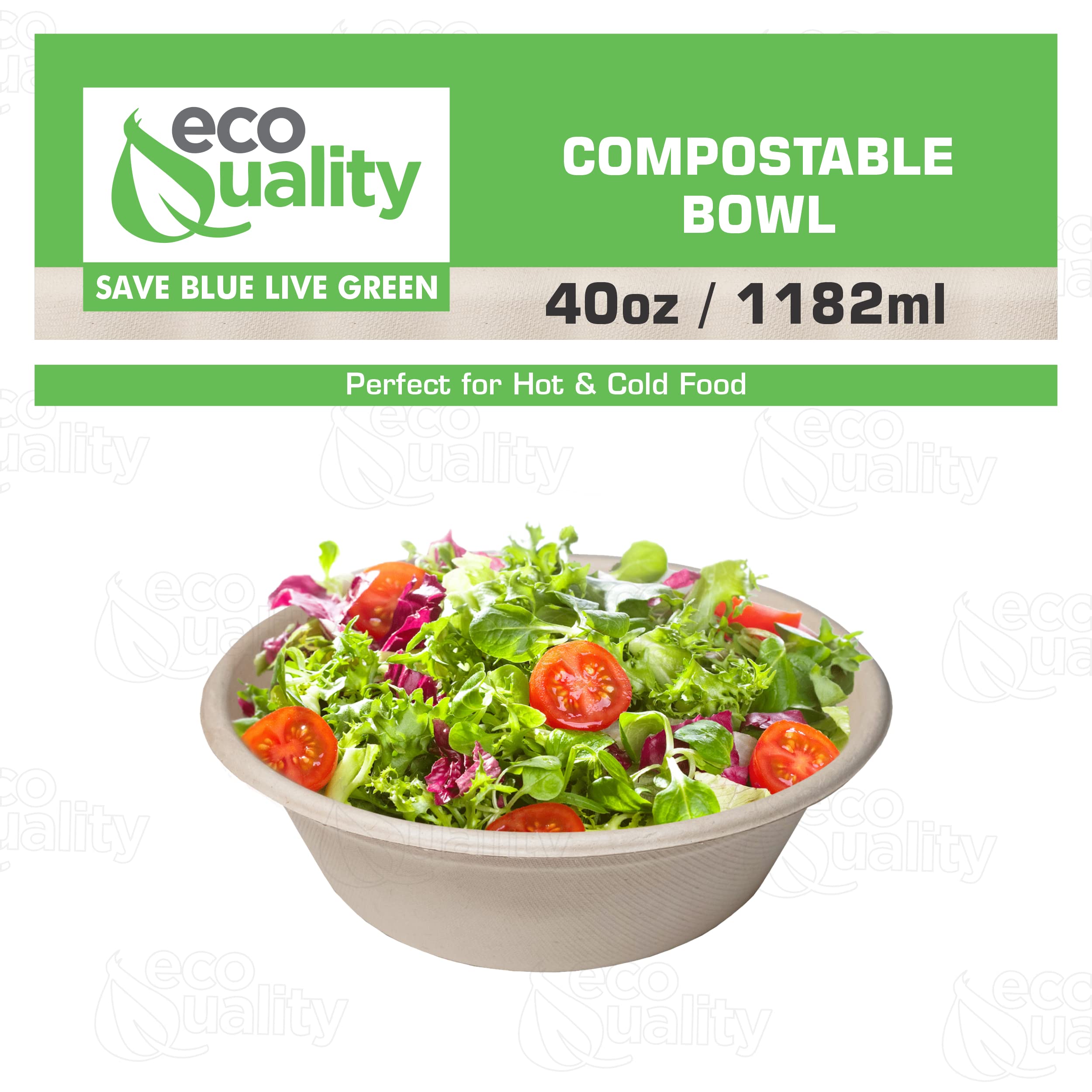 [400 Pack] 40 oz Round Disposable Compostable Paper Bowls - Heavy-Duty Eco-Friendly Natural Bagasse Bowls, Unbleached & Heat Resistant, 100% Biodegradable - Perfect for Salads, Parties, Picnics & Takeout Meals