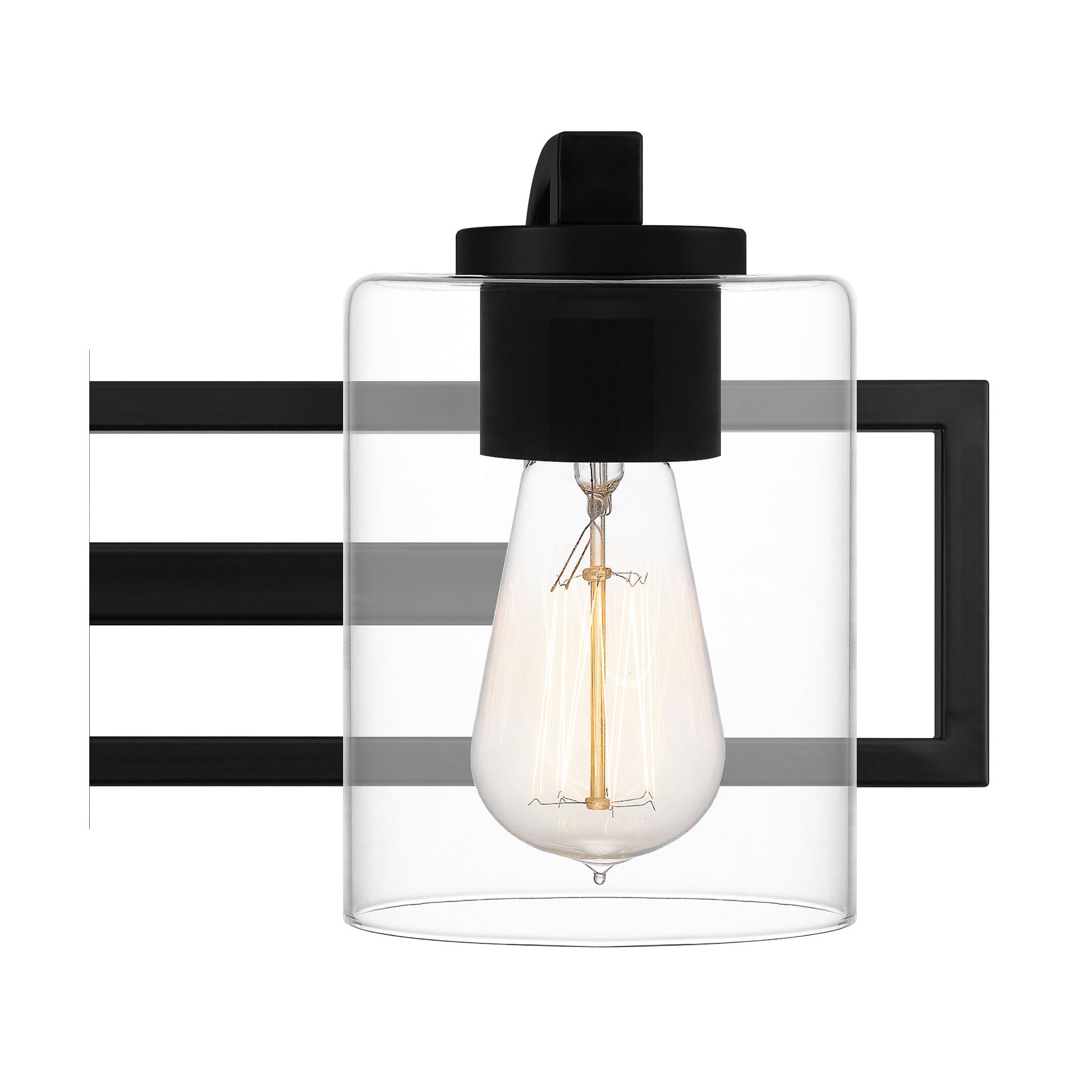 Quoizel Lansdowne 18.25 Inch Modern Bath Vanity Light Fixture - 2-Light Matte Black Wall Sconce with Clear Glass Shade (100W) - Perfect for Bathroom Mirror Lighting, Dresser, Kitchen or Hallway Decoration - Ideal for Modern Home & Spa Style Interior Design