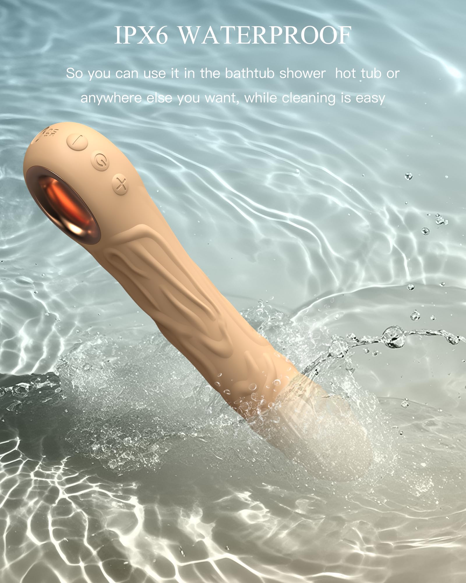 Realistic Dildo Vibrator for Women - 10 Powerful Vibration Modes, G Spot & Clitoral Stimulator, Waterproof Sex Toy for Couples (Light Brown) - Perfect for Solo Play, Couples Intimacy & Sensual Massage
