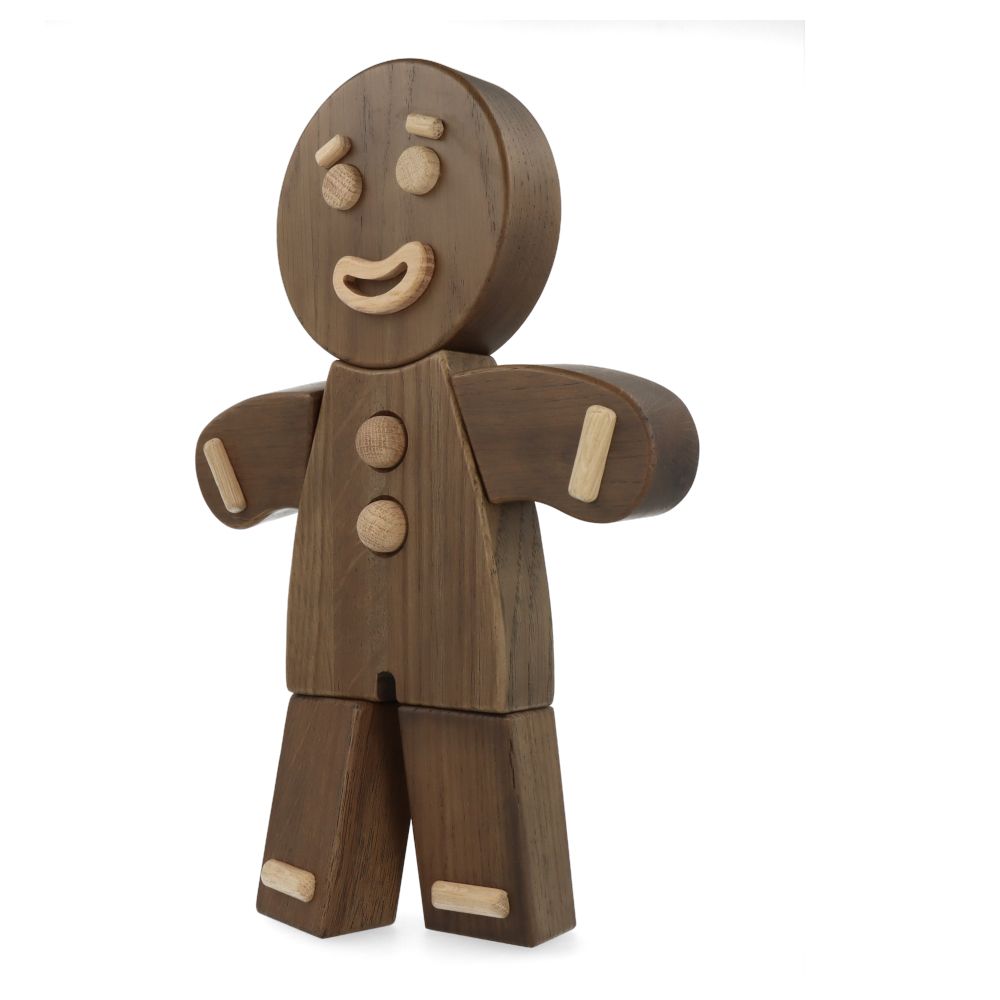 Gingerbread Man Smoke Stained Oak Large Wooden Ornament - Perfect for Christmas Tree Decorations and Holiday Home Decor