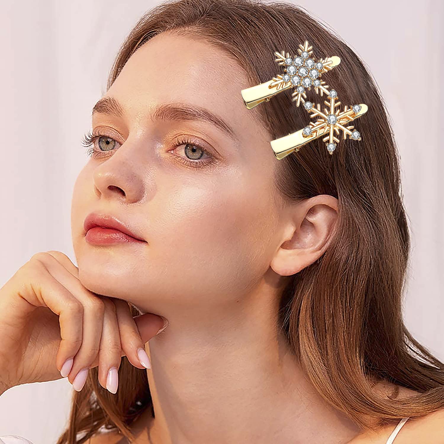 10 Pack Christmas Snowflake Hair Clips for Women & Girls - Sparkling Rhinestone Winter Hair Accessories for Holidays, Weddings & Bridal Gifts (Perfect for Christmas Parties, Winter Festivals & Special Occasions)