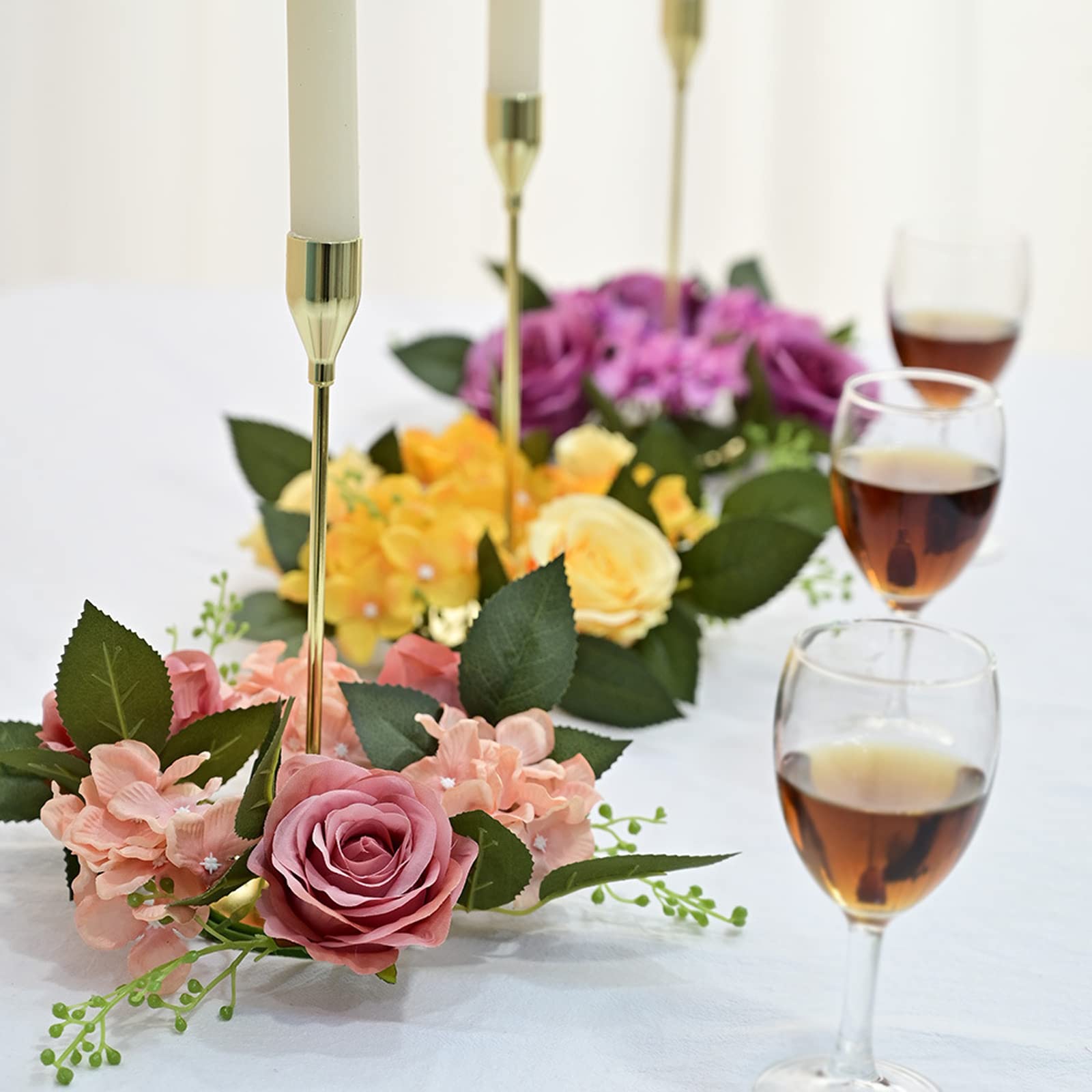 BEIJIALY 6-Pack Artificial Rose Candle Rings - 8 Inch Floral Candle Wreaths for Pillar Candles, Rustic Wedding Centerpieces & Christmas Table Decor | Perfect for Weddings, Holidays, and Home Decor