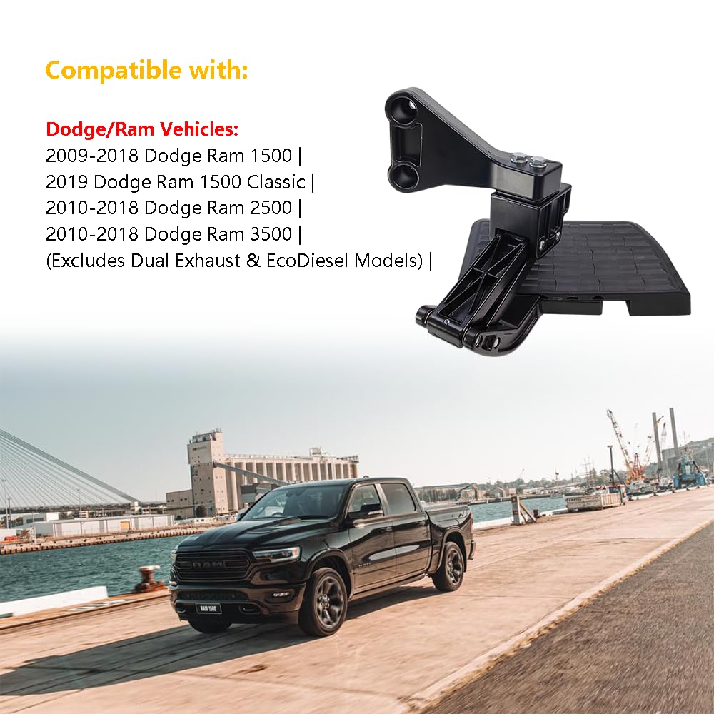 Retractable Rear Bed Step for Dodge Ram 1500/2500/3500 Classic 2009-2018 - Folding Truck Bumper Tailgate Step (Excludes Dual Exhaust & EcoDiesel) | OE# 75306-01A | Easy Access to Truck Bed for Loading & Unloading