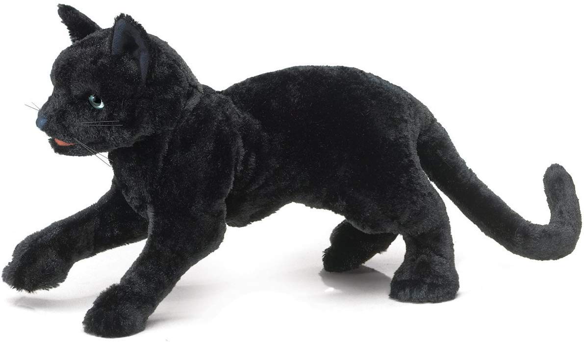 Folkmanis Black Cat Hand Puppet - Realistic & Interactive Plush Toy for Kids & Adults - Perfect for Storytelling, Education & Playtime Fun