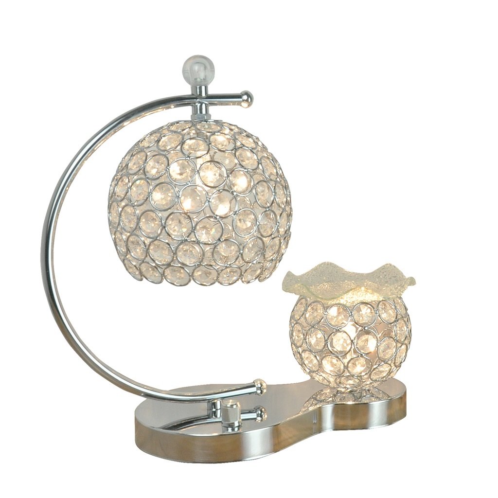 ZANZAN European Style K9 Crystal Beads Nightstand Lamp - Modern Fashion White Desk Lamp for Bedroom, Living Room, Office - Creative Bedside Lighting Solution for Cozy Ambiance