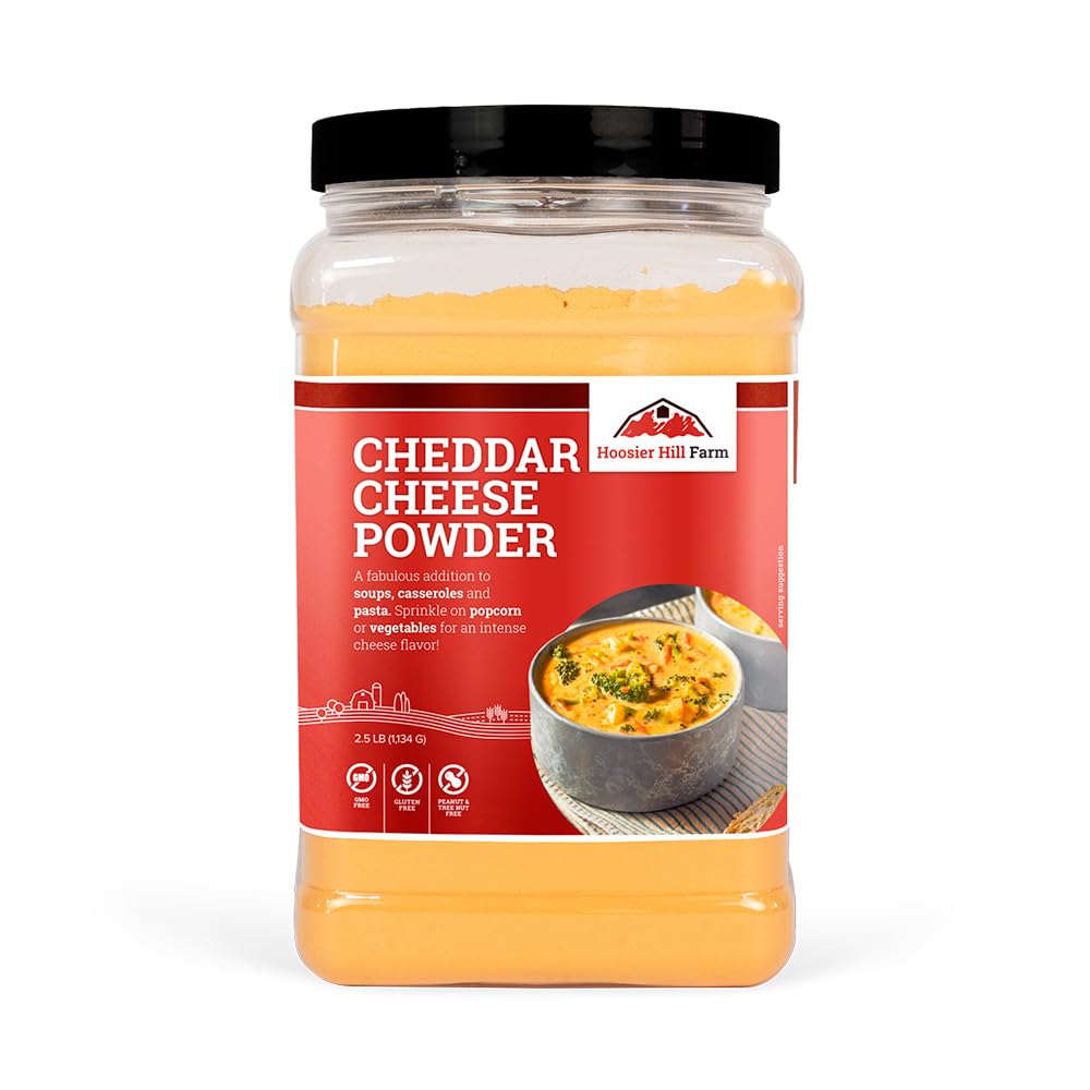 Hoosier Hill Farm Premium Cheddar Cheese Powder - 2.5LB Bulk Size for Cooking, Baking & Snacks | Great for Popcorn, Mac & Cheese, Nachos & More | Rich Flavor for Cheese Lovers