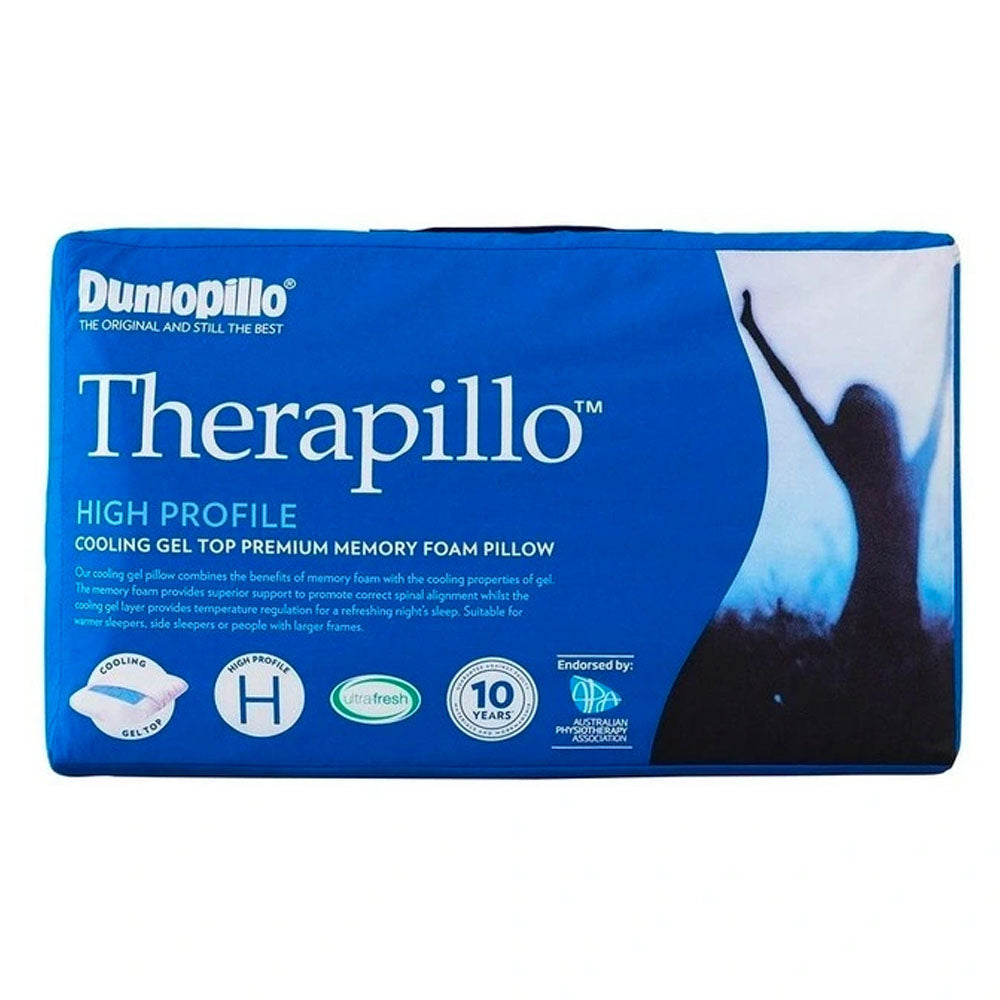 Dunlopillo Therapillo Cooling Gel Memory Foam Pillow - High Profile, Premium Support for Neck & Back Pain Relief - Ideal for Side & Back Sleepers, Hot Sleepers, and Pressure Relief