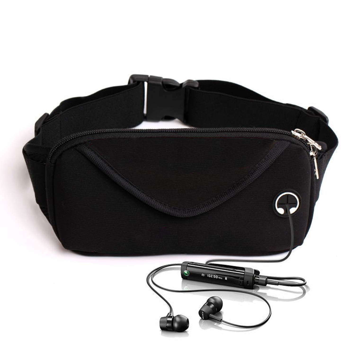 **Running Fanny Pack for Men & Women - Slim Waist Belt Bag for Workout, Travel & Cycling - Fits All Cell Phones - Lightweight & Adjustable - Perfect for Gym, Hiking & Daily Use - Black**