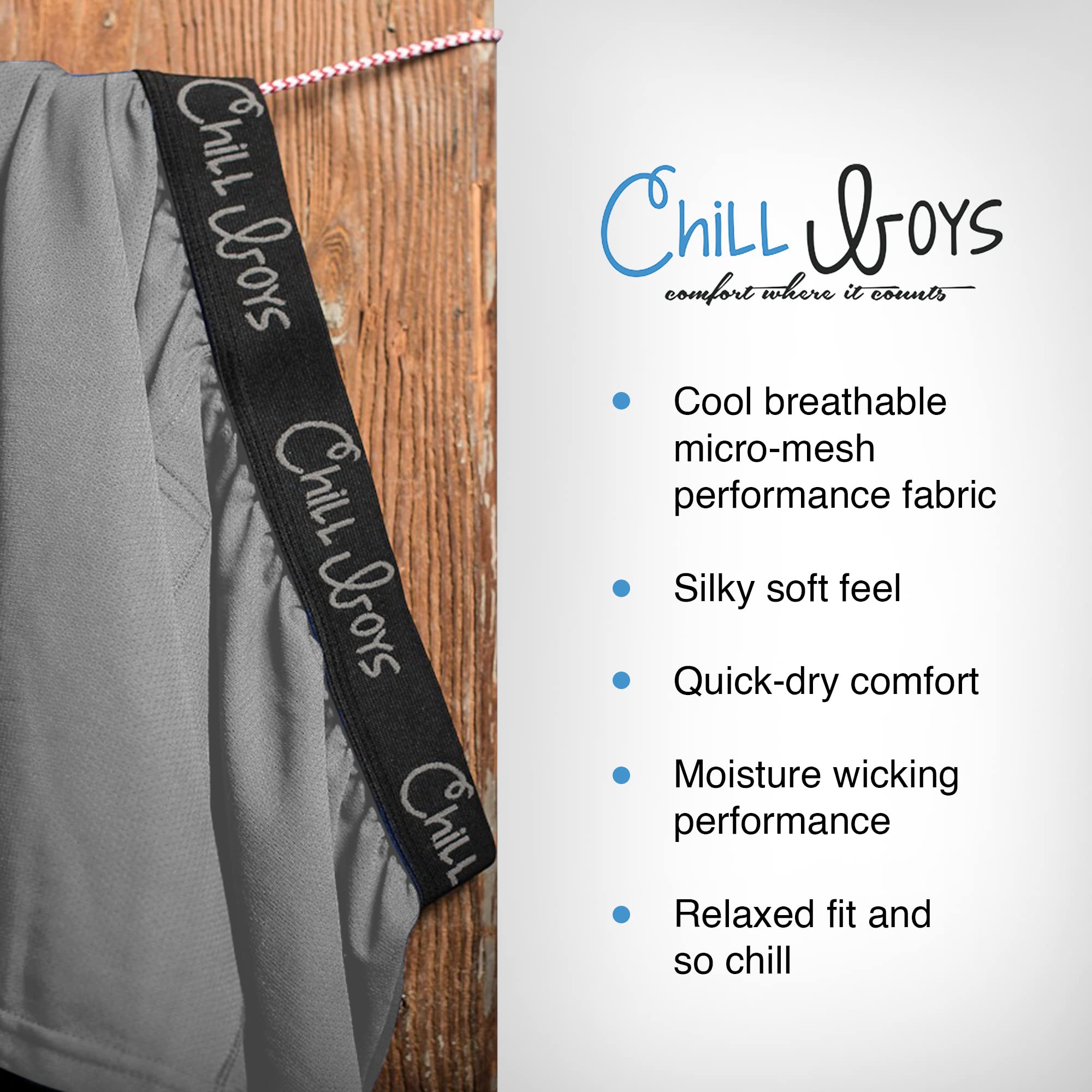 Chill Boys Performance Boxer Briefs 3-Pack - Moisture Wicking Men's Underwear for Active Lifestyle | Comfortable Cooling Boxer Shorts for Gym, Workout & Everyday Wear
