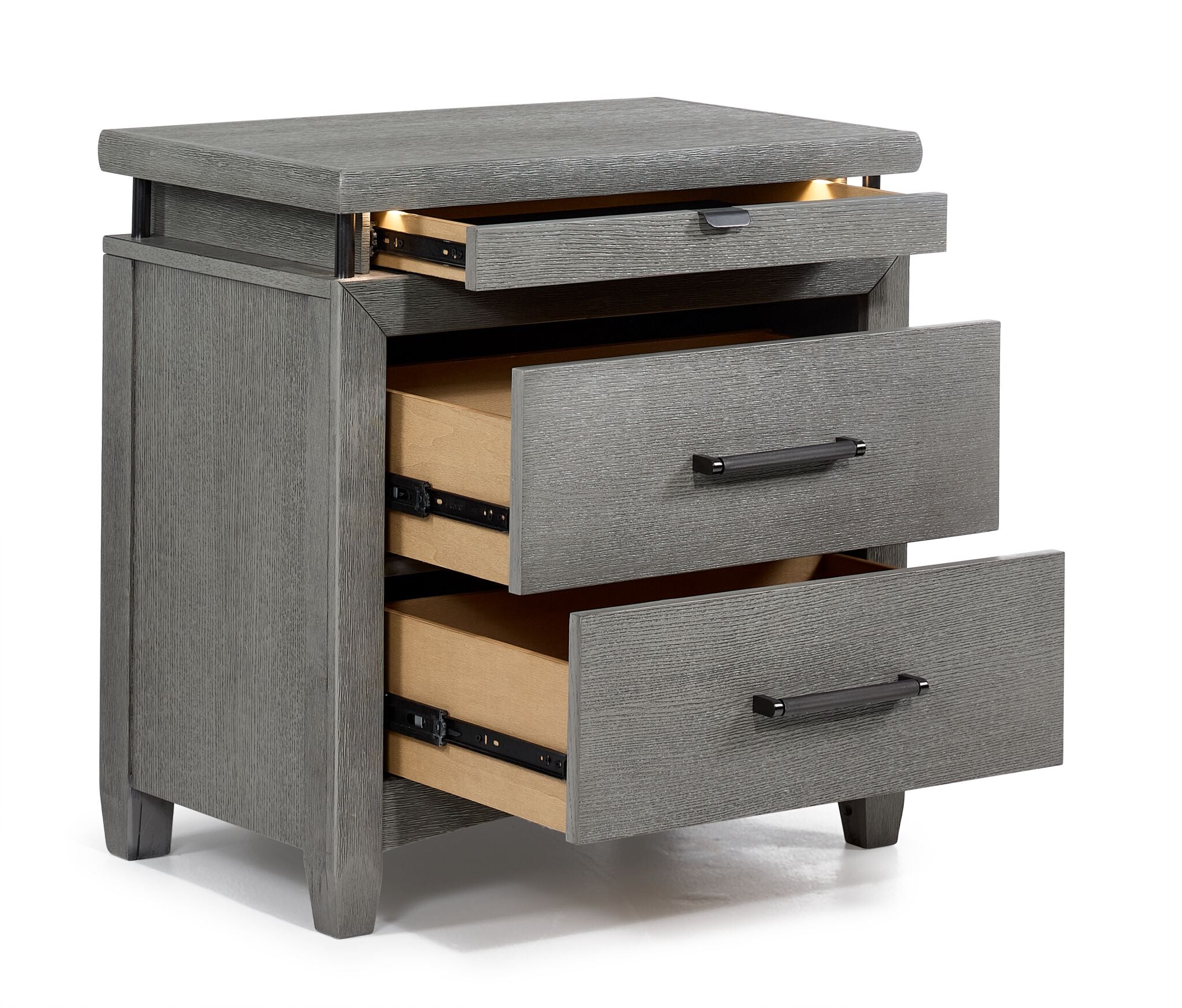 Modern Grey Chelsea Nightstand - Stylish Bedside Table for Small Spaces, Bedroom, Living Room & Dorm - Compact Storage with Drawer & Shelf