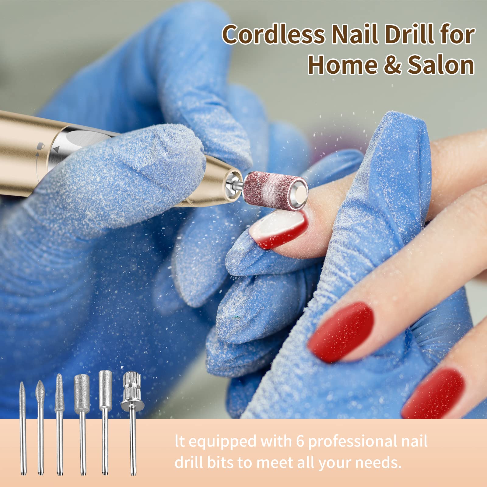Professional Cordless Nail Drill for Acrylic & Gel Nails - 30000 RPM Rechargeable Electric Nail File for Manicure, Pedicure & Polish Shaping - Portable Nail Filing Machine for Home & Salon Use - Perfect for DIY Nail Care & Professional Nail Art