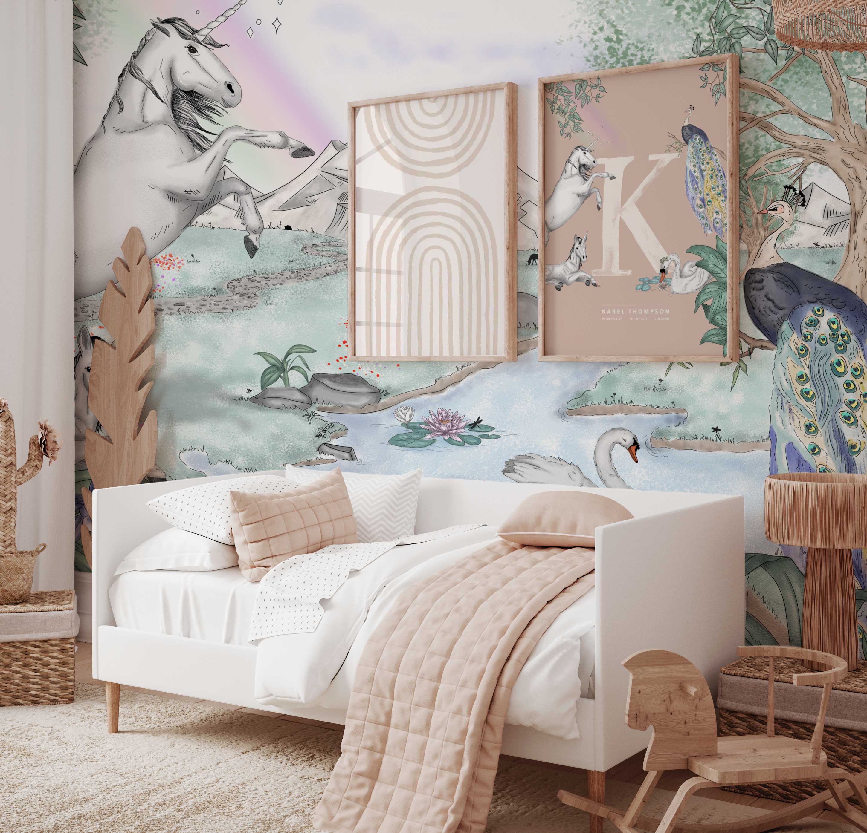 Enchanted Unicorns Wallpaper Sample - Premium Peel & Stick Wallpaper for Kids Room Decor - Wholesale B2B Bulk Orders - Perfect for Nursery, Bedroom & Playroom Design