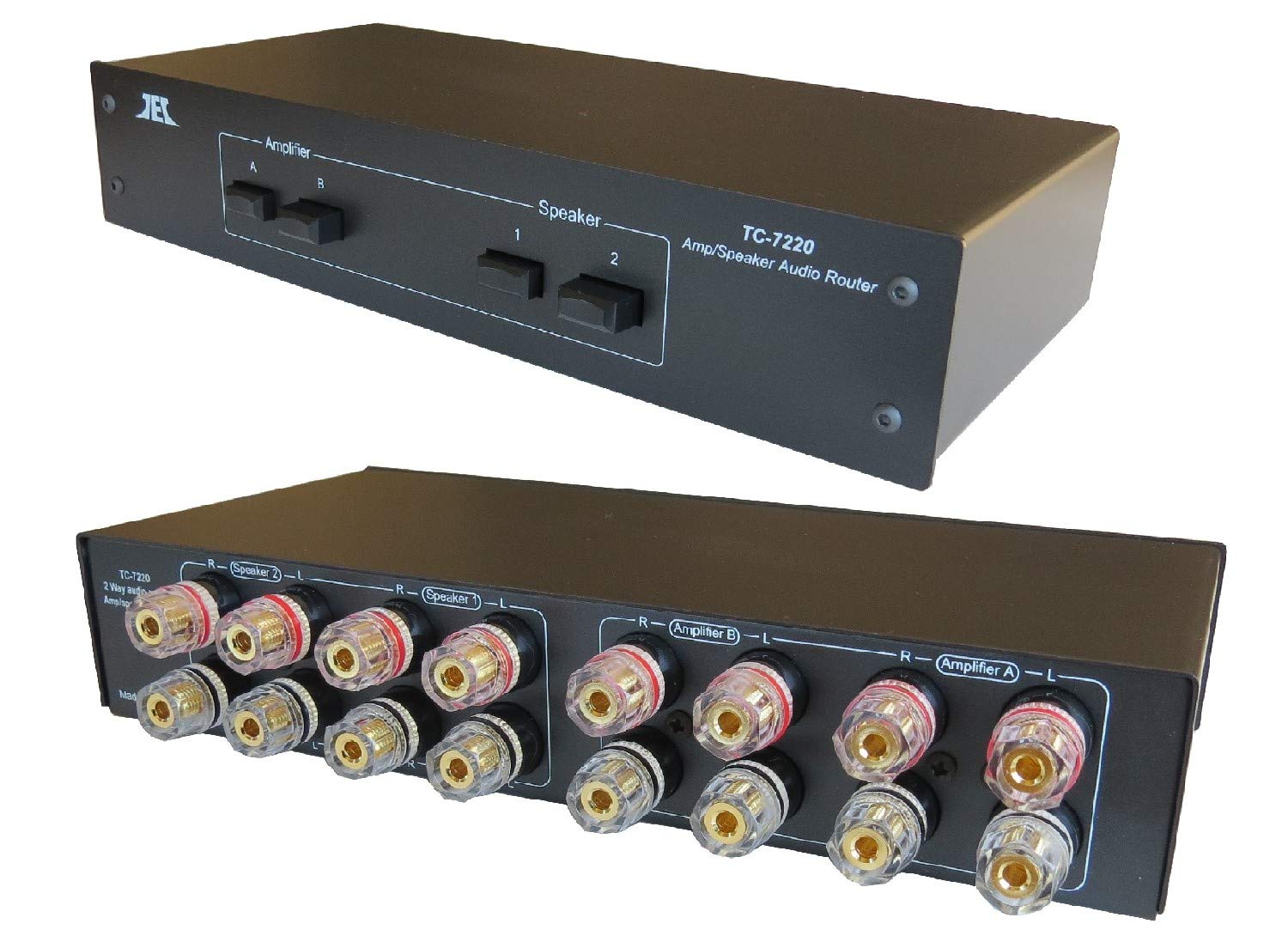 TC-7220 2-Way Amplifier Speaker Selector Switch - Audio Signal Switcher & Comparator with Crossover Routing for Home Theater & Multi-Room Audio Systems