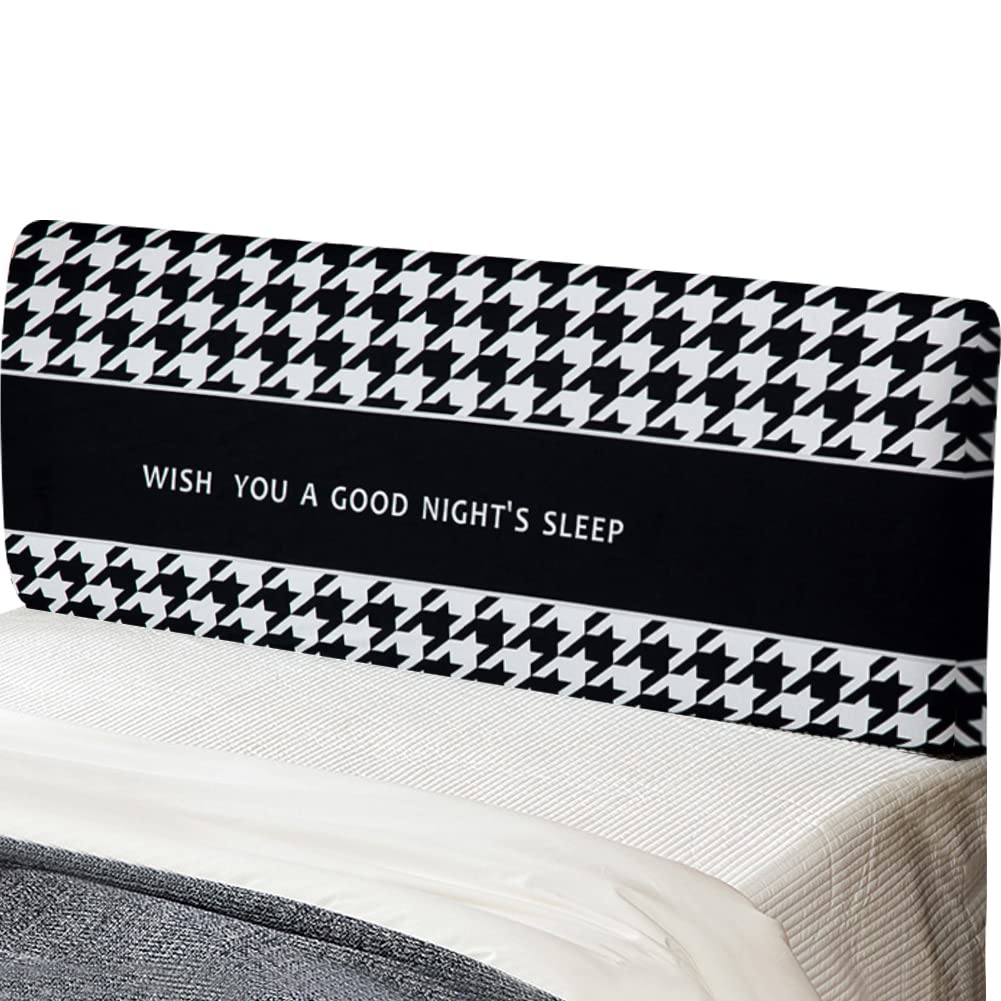 WAYUTO Velvet Headboard Slipcover - Full/Queen/King Size Dustproof Bed Headboard Protector - Soft Houndstooth Design (27.5