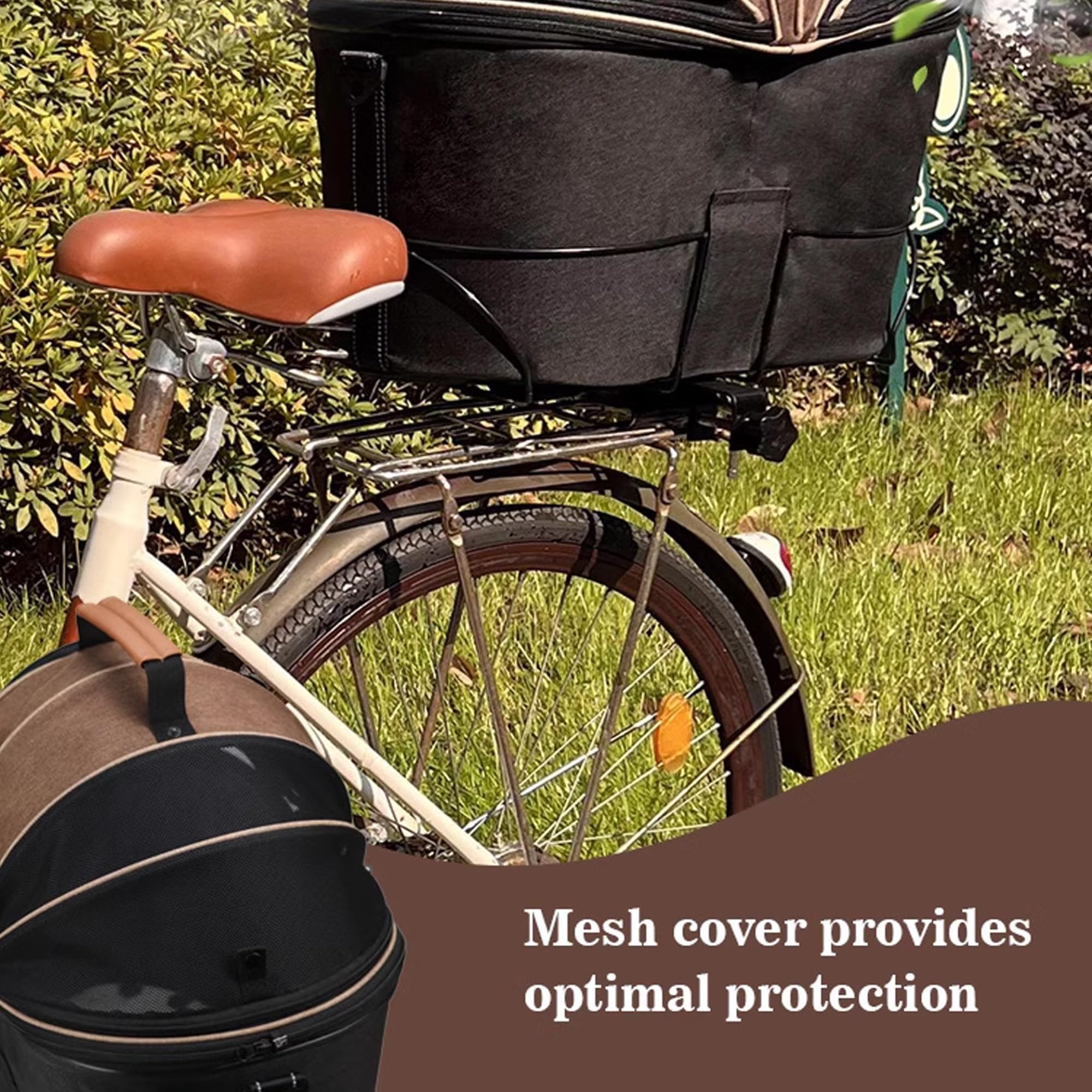 Foldable Handheld Canvas Pet Carrier Bag - Large Capacity Bicycle Backseat & Car Travel Bag for Dogs & Cats, Durable Polyester Fabric, Multi-Functional (Carry, Hand-Carry, Cross-Body) - Perfect for Road Trips, Cycling Adventures & Outdoor Activities