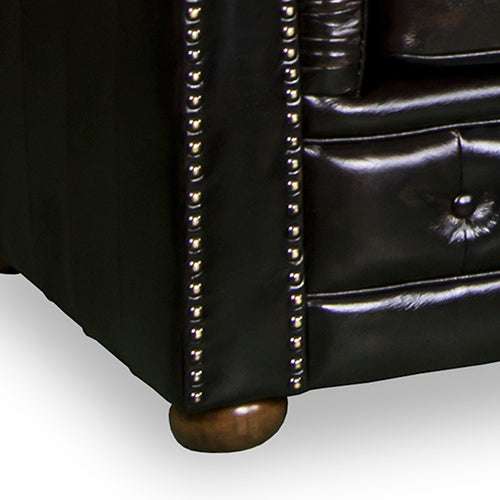 1 Seater Genuine Leather Sofa - Deep Quilting Pocket Spring Button Tufted Lounge Chair for Living Room, Brown | Modern Home Office & Apartment Furniture