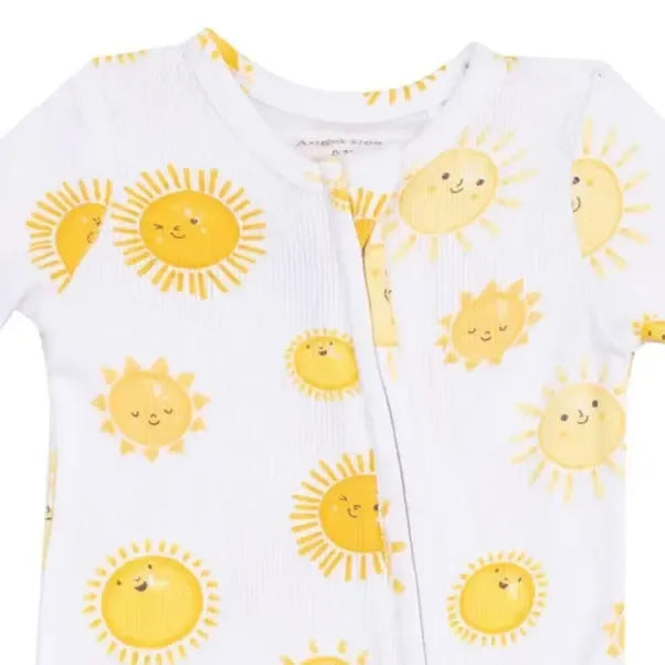 Angel Dear Two-Way Ribbed Zipper Footie - Soft Baby Romper with Sun Design for Easy Diaper Changes | Perfect for Newborns, Infants & Toddlers | Ideal for Playtime, Naptime & Everyday Wear
