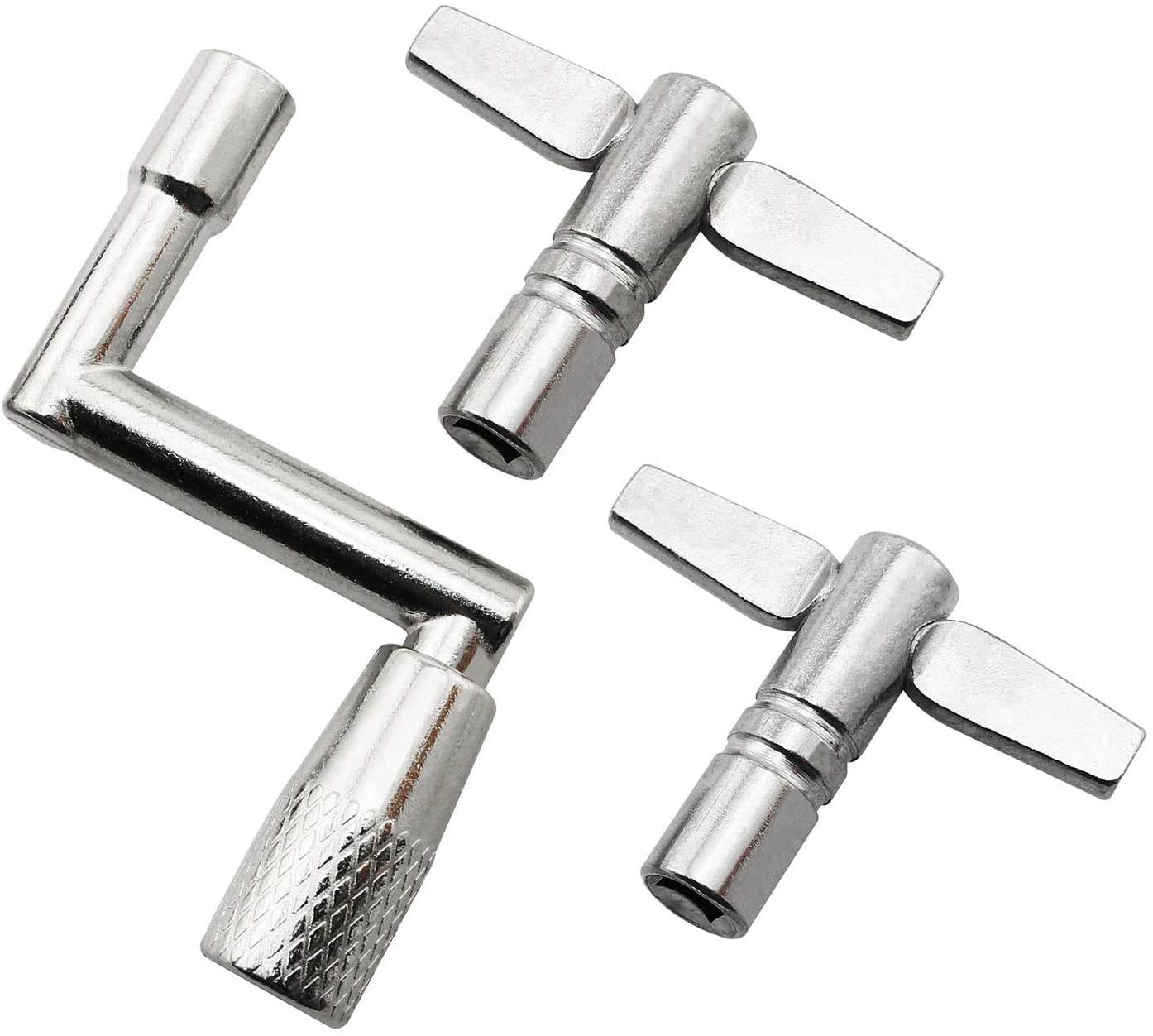 4-Piece Square Lug Drum Key Set - Continuous Motion Speed Key - Chrome Plated Hardware Tool for Drum Tuning & Maintenance - Perfect for Drummers, Music Teachers, and Band Performances