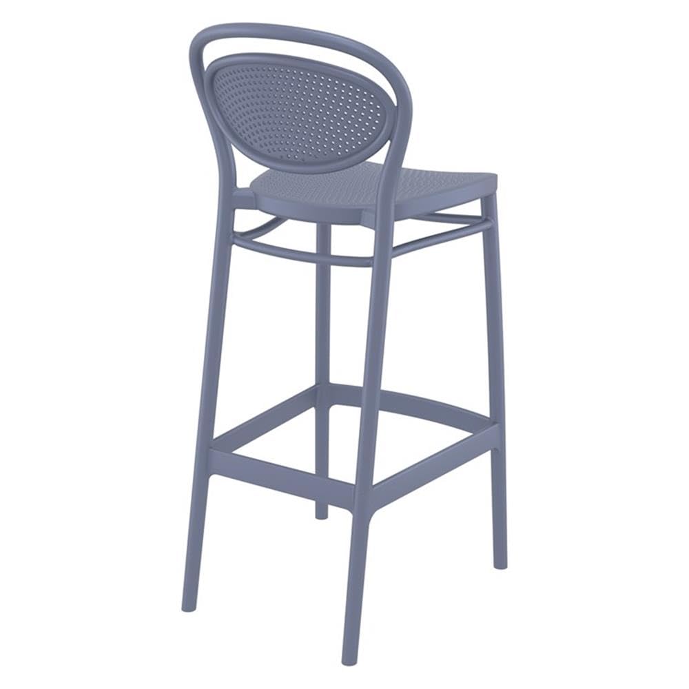 Compamia Marcel Indoor Outdoor Bar Stool Set of 2 - Dark Gray Patio Stools for Kitchen Island, Bar Counter, Deck & Backyard - Weather-Resistant & Comfortable Seating