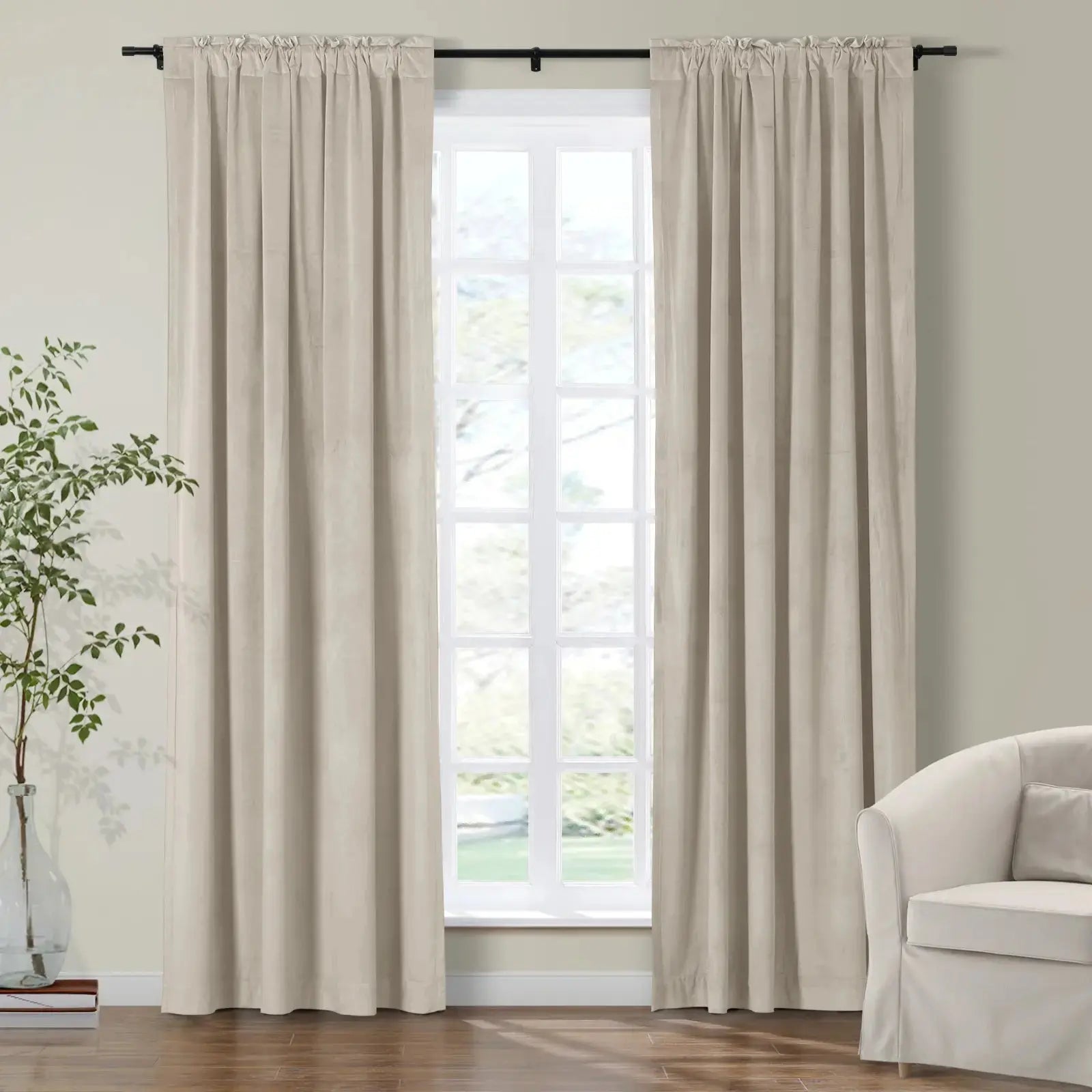 Luxury Birkin Velvet Curtains - Soft Blackout Drapes for Living Room & Bedroom - Premium Soundproof Thermal Insulated Window Treatments for Home Decor