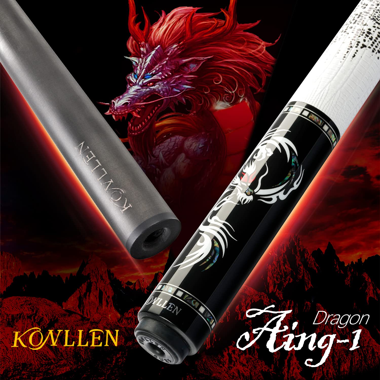 KONLLEN Carbon Fiber Pool Cue Stick - Low Deflection Professional Billiard Cue with Handcrafted Inlay | Ultra-Smooth Performance for Adults | Perfect for Tournament Play & Home Game Rooms
