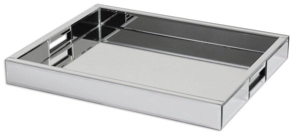 Stylish Uttermost Silver Rectangular Decorative Mirror Tray - Elegant Home Decor for Vanity, Entryway & Coffee Table Organization