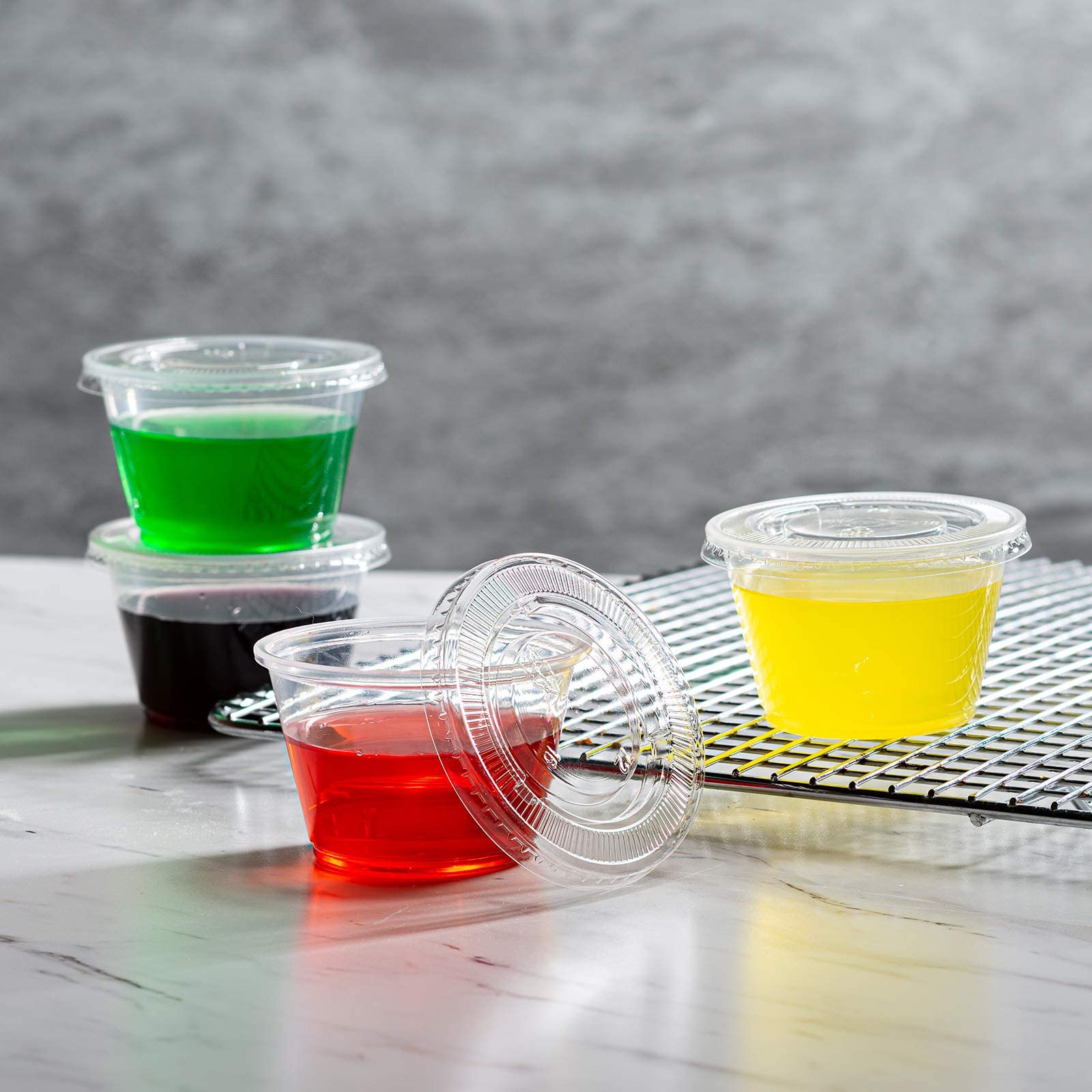 4oz Disposable Plastic Portion Cups with Lids (200 Pack) - Meal Prep Containers, Salad Dressing Cups, Condiment Holders & Medicine Dosage Trays | Perfect for Food Storage, Party Serving, Restaurant Use & Home Organization