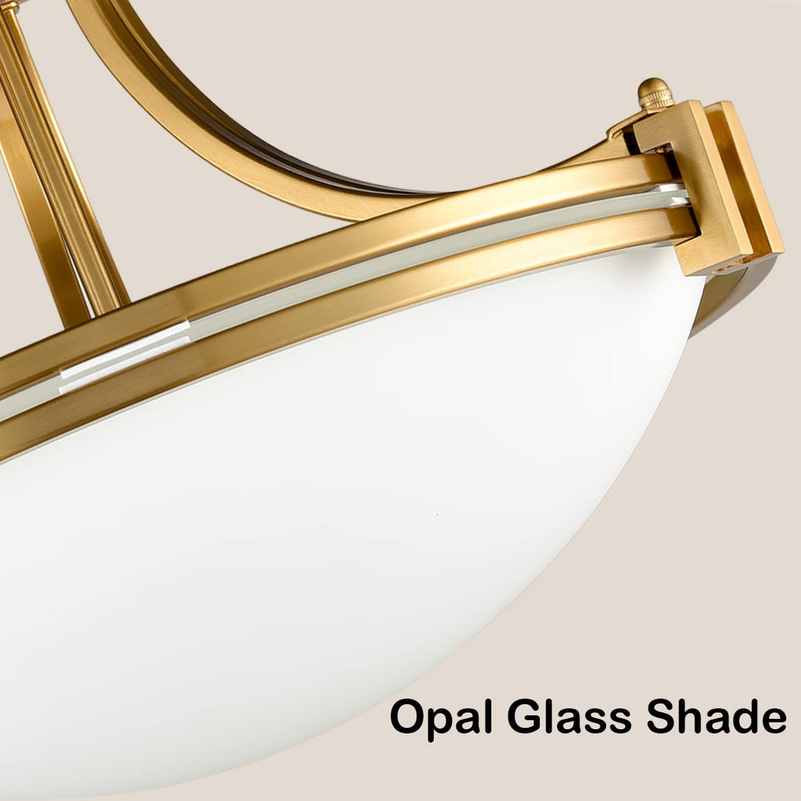 SAMTEEN 3-Light Modern Brass Semi Flush Mount Ceiling Fixture - Mid Century Gold Finish with Milk Glass Shade - Perfect for Hallway, Bedroom, Foyer & Kitchen Lighting