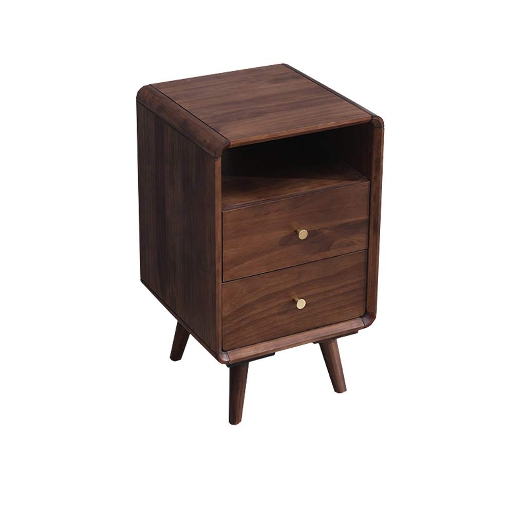 Modern Round Corner Bedside Table - Solid Wood Nightstand with Exquisite Handles, Compact Storage Cabinet for Bedroom, Living Room & Home Office - FANJIANI (Color: A)