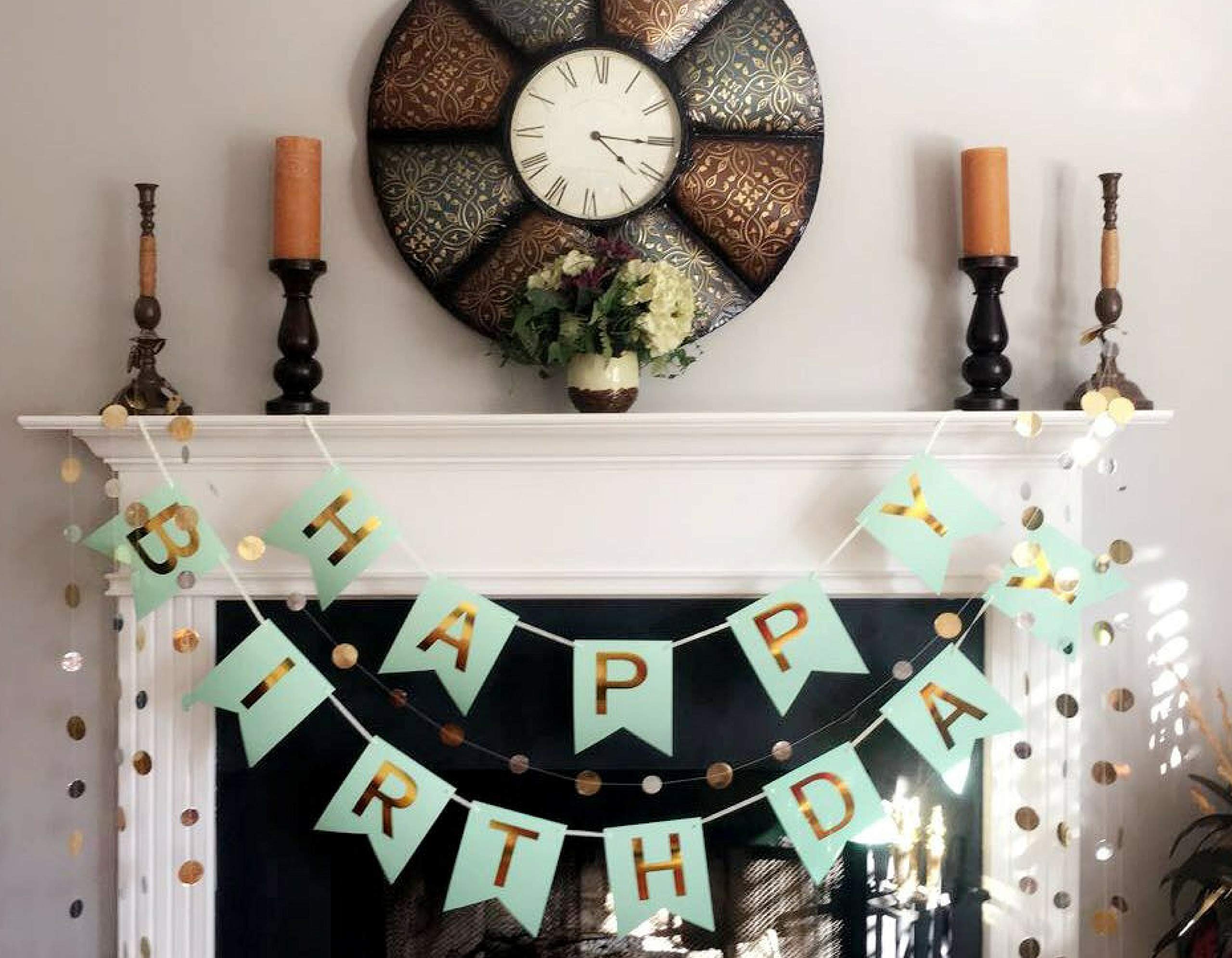 Happy Birthday Banner & Garland Set for Women - Green Bday Party Decorations - Perfect for Birthday Parties, Baby Showers & Special Celebrations