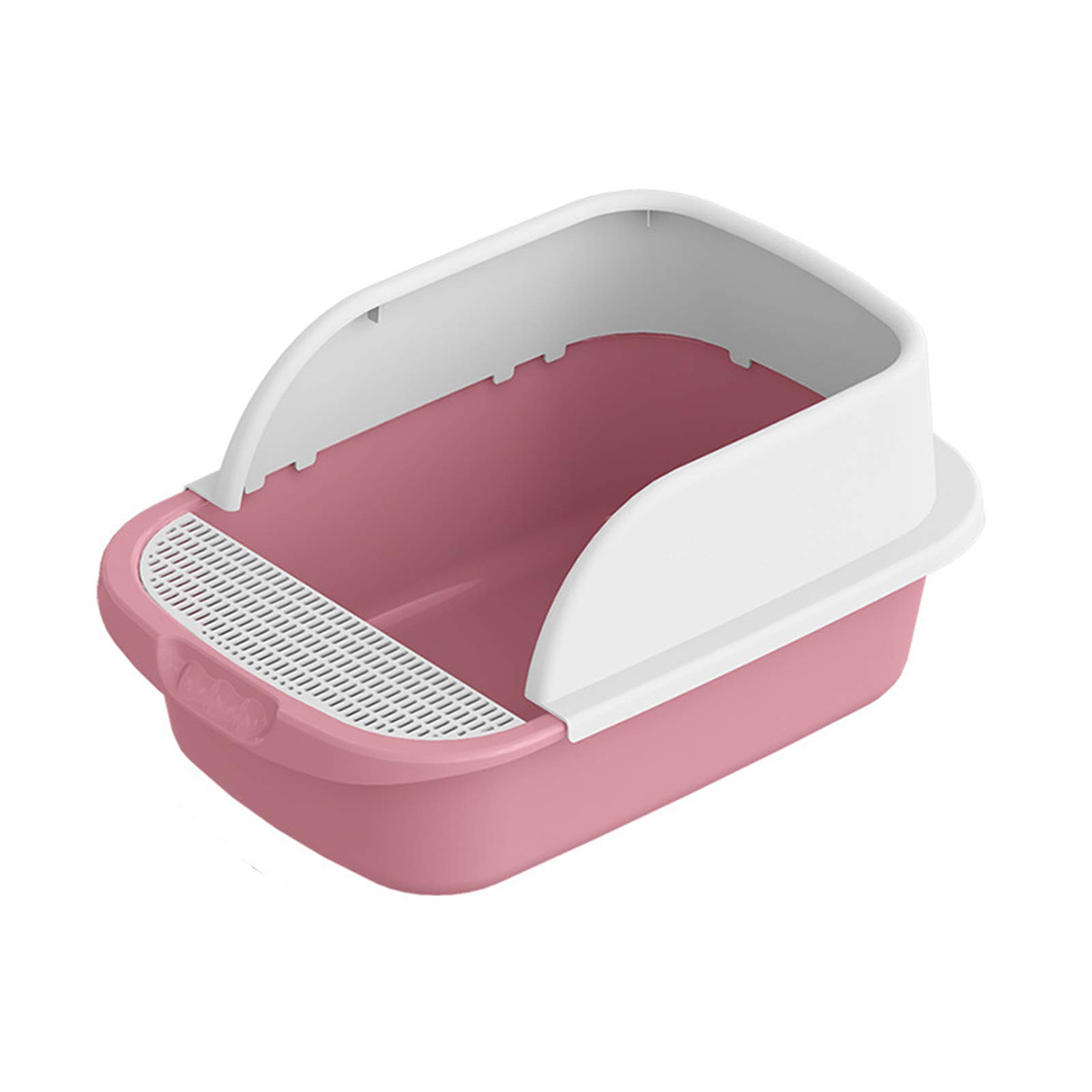 QDM High-Sided Cat Litter Box with Shield & Scoop - Sifting, Waterproof, Easy to Clean Large Pink Litter Box for Indoor Cats - Perfect for Small Spaces & Multi-Cat Homes