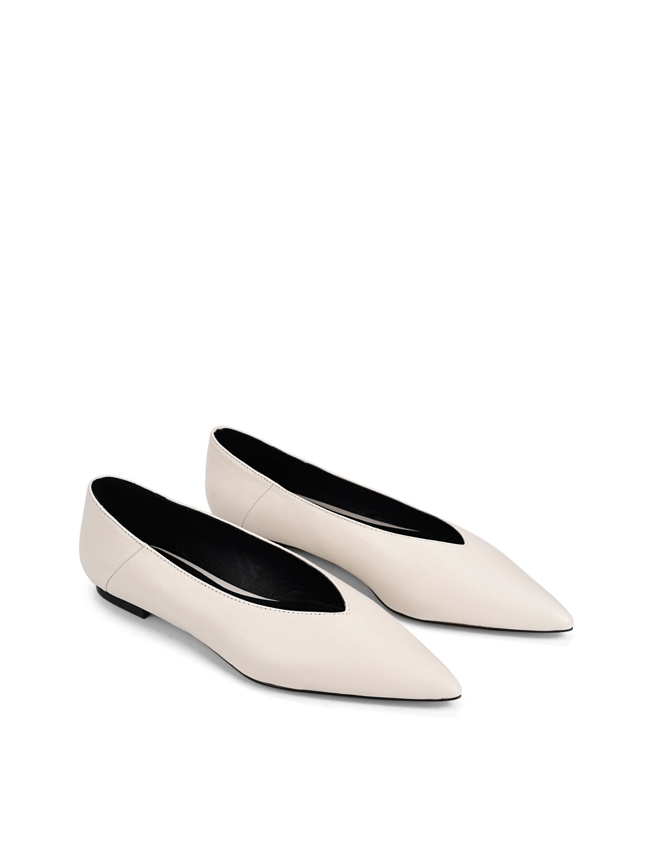 Locke Flat Pumps for Women - Chalk White Genuine Leather Slip-On Shoes | Comfortable & Stylish Ballet Flats for Work, Office, and Casual Wear