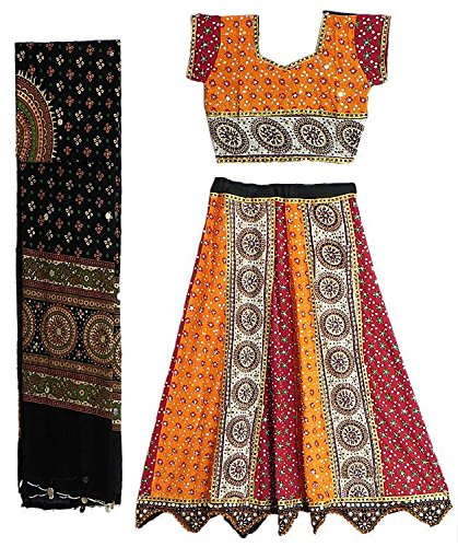 Stylish Cotton Lehenga with Adjustable Choli - Bust Size 32-34 inches (DF99) - Multicolor Traditional Indian Outfit for Weddings, Festivals & Cultural Events