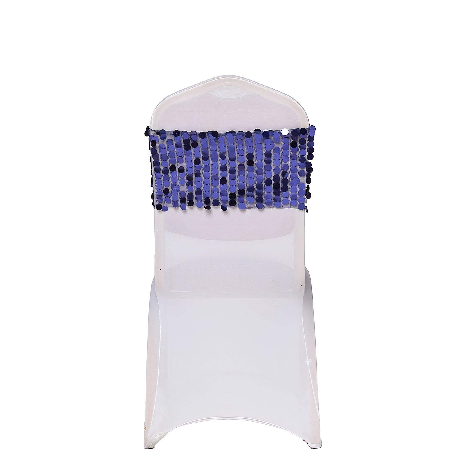 100 Pcs 10-Inch Wide Navy Blue Sequin Chair Sashes for Wedding, Party, Banquet & Reception Decor - Elegant Table Runner & Chair Cover Accessories for Bridal Showers, Quinceañeras & Formal Events