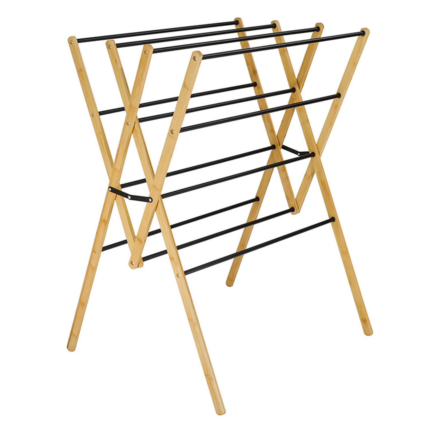 Foldable Bamboo & Wood 4-Tier Clothes Drying Rack - Space Saving Indoor Laundry Airer with Wings - Perfect for Apartments, Dorms, Small Spaces & Eco-Friendly Drying