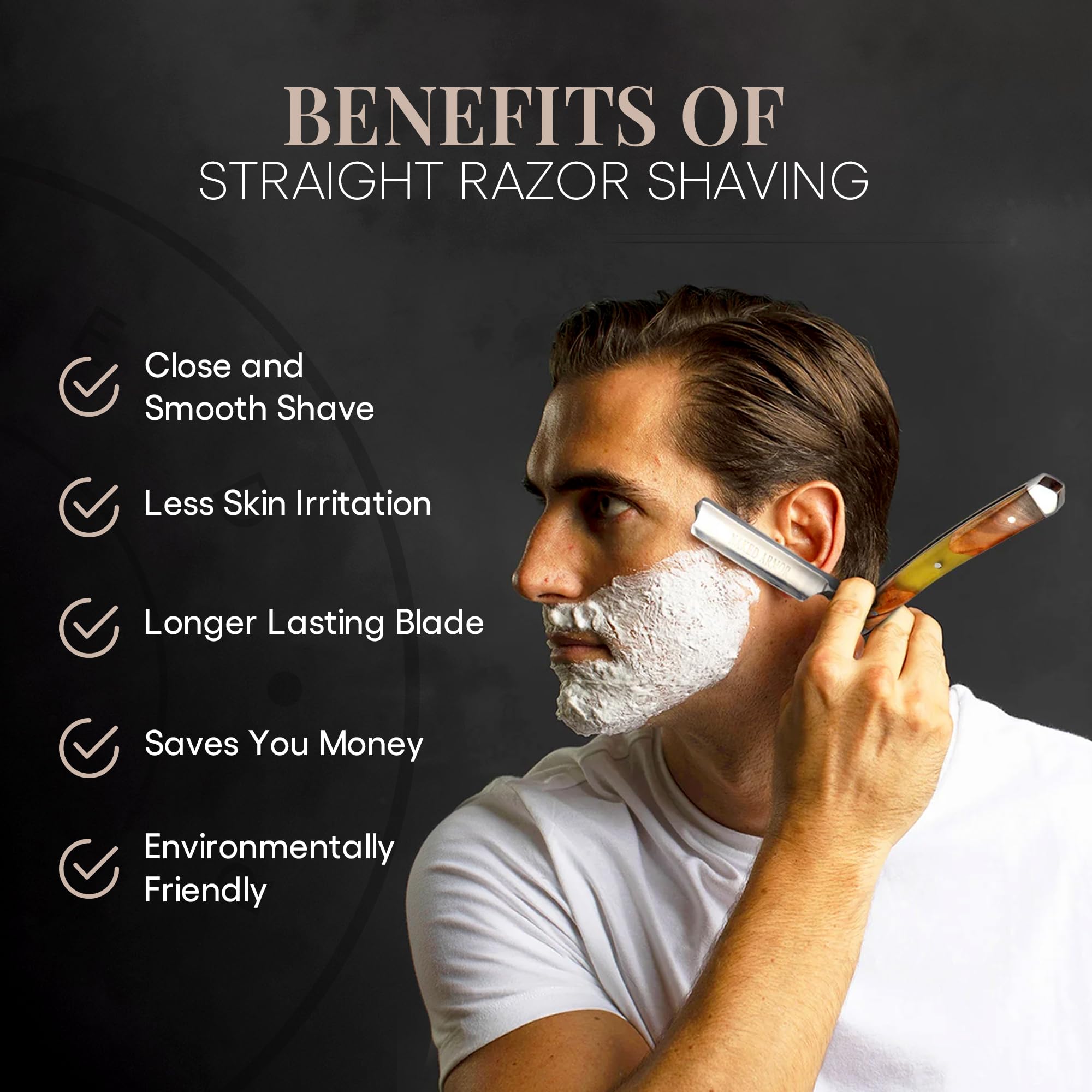 Premium Griflet Straight Razor - Japanese Stainless Steel Shaving Razor with Sandalwood Handle for Men | Barber Approved Close Shave | Includes Leather Case | Perfect for Professional Barbers, Home Grooming & Luxury Gifts for Men