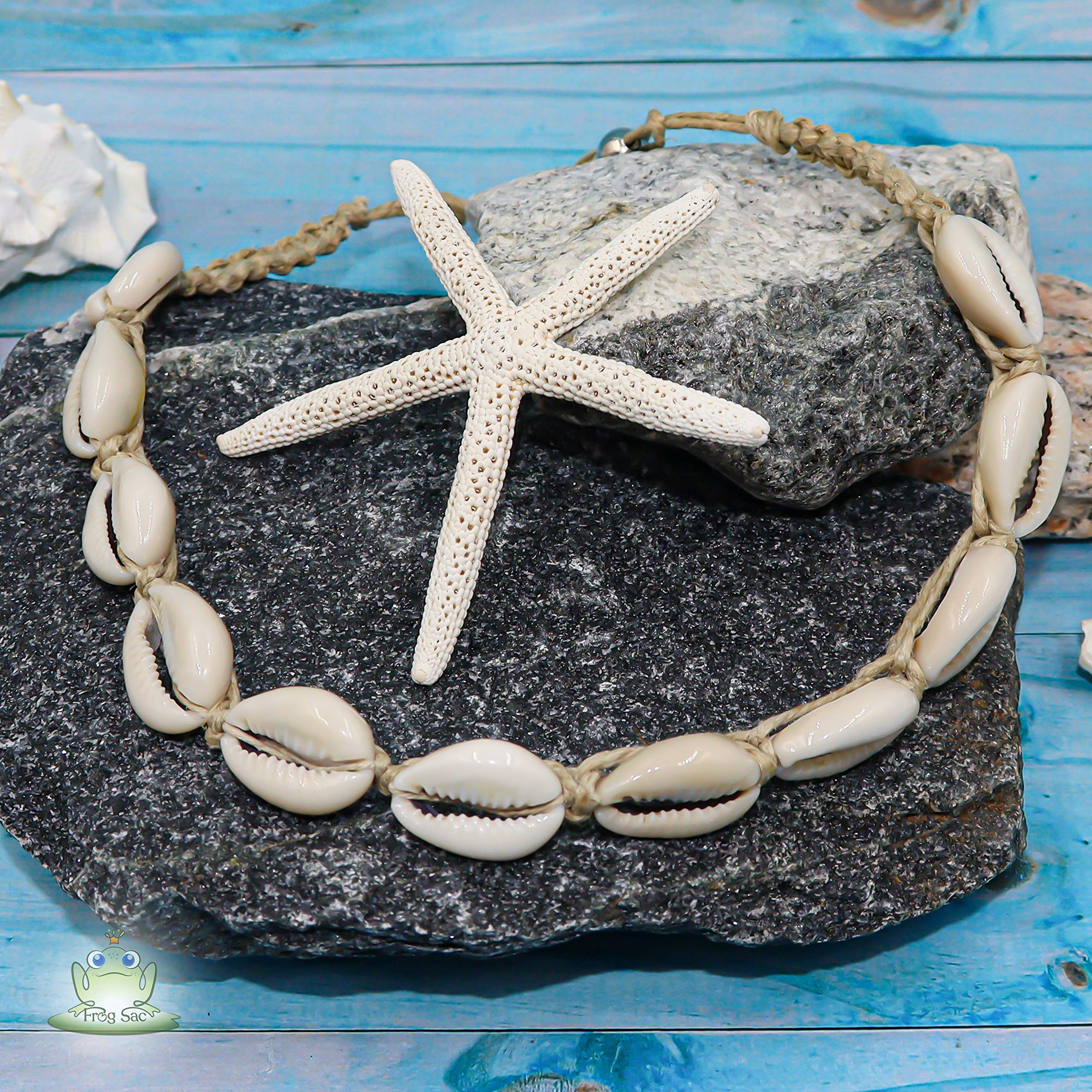 Fablinks White Chip Puka Shell Choker Necklace for Women | Hawaiian Beach Jewelry | VSCO Seashell Necklace for Teen Girls | Hemp Cowrie Shell Necklace | Perfect for Summer Vacations, Beach Parties and Boho Fashion Accessories