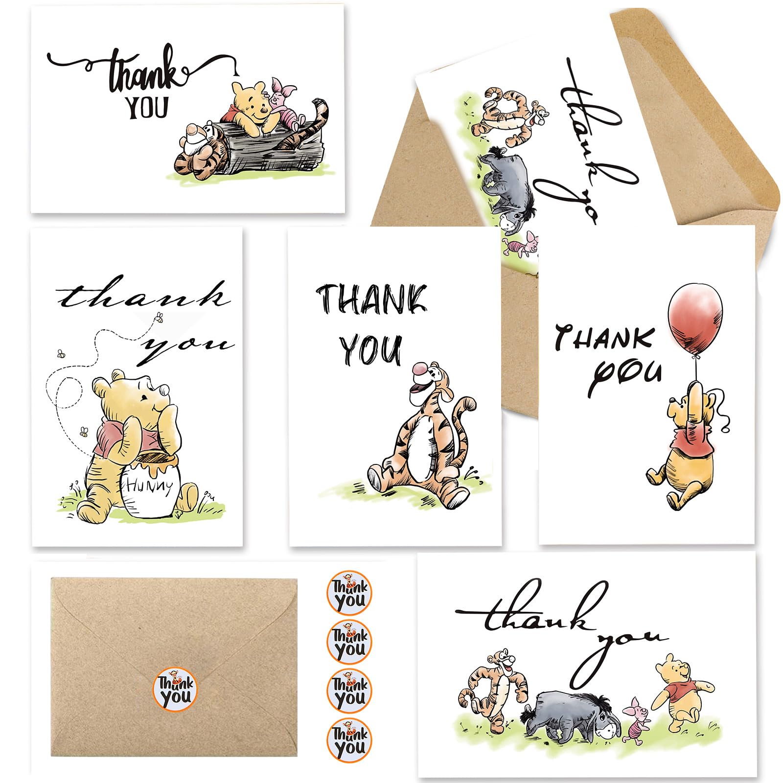 40 Pack Bear Thank You Cards with Envelopes & Stickers - Blank Greeting Note Cards for Wedding, Employee Appreciation, Business, Baby Shower - 4x6 Inch - Perfect for Gratitude Notes, Thank You Messages and Special Occasions