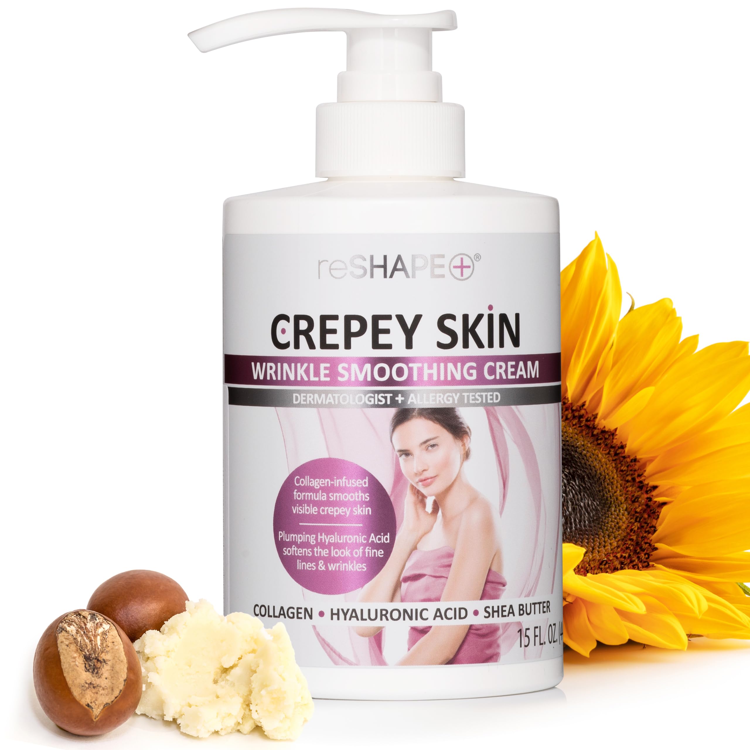 Reshape+ Collagen Body & Face Cream - Anti-Aging Moisturizing Lotion for Skin Tightening & Cellulite Reduction | Improves Elasticity & Firms Sagging Skin with Green Tea, Aloe Vera & Chamomile | 15 Fl Oz | Perfect for Daily Skincare Routine & Post-Workout Recovery
