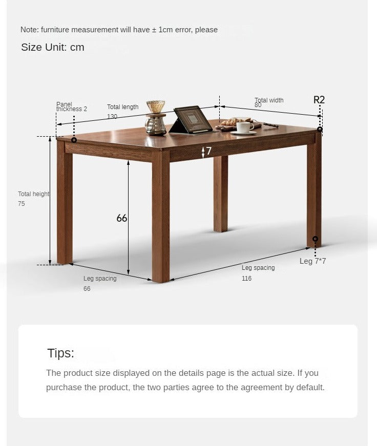 Solid Oak Wood Nordic Style Dining Table - Modern Farmhouse Kitchen Furniture for Dining Room & Small Space