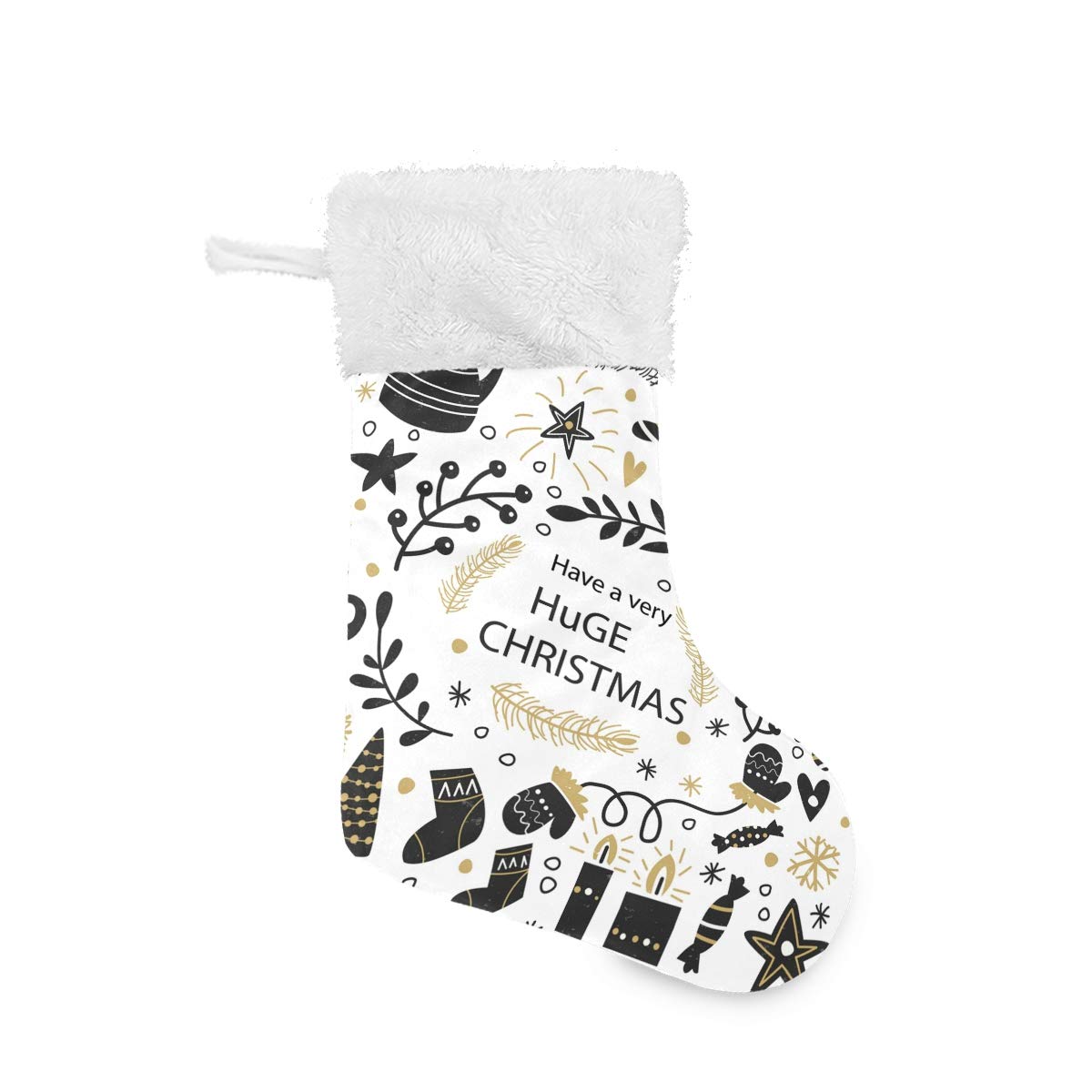 18 Inch Burlap Christmas Stockings with Tree Design & Plush Faux Fur Cuff - Holiday Socks for Candy, Gifts & Toys - Fireplace Hanging Decor for Xmas Party, Family Gatherings & Cozy Home Decor